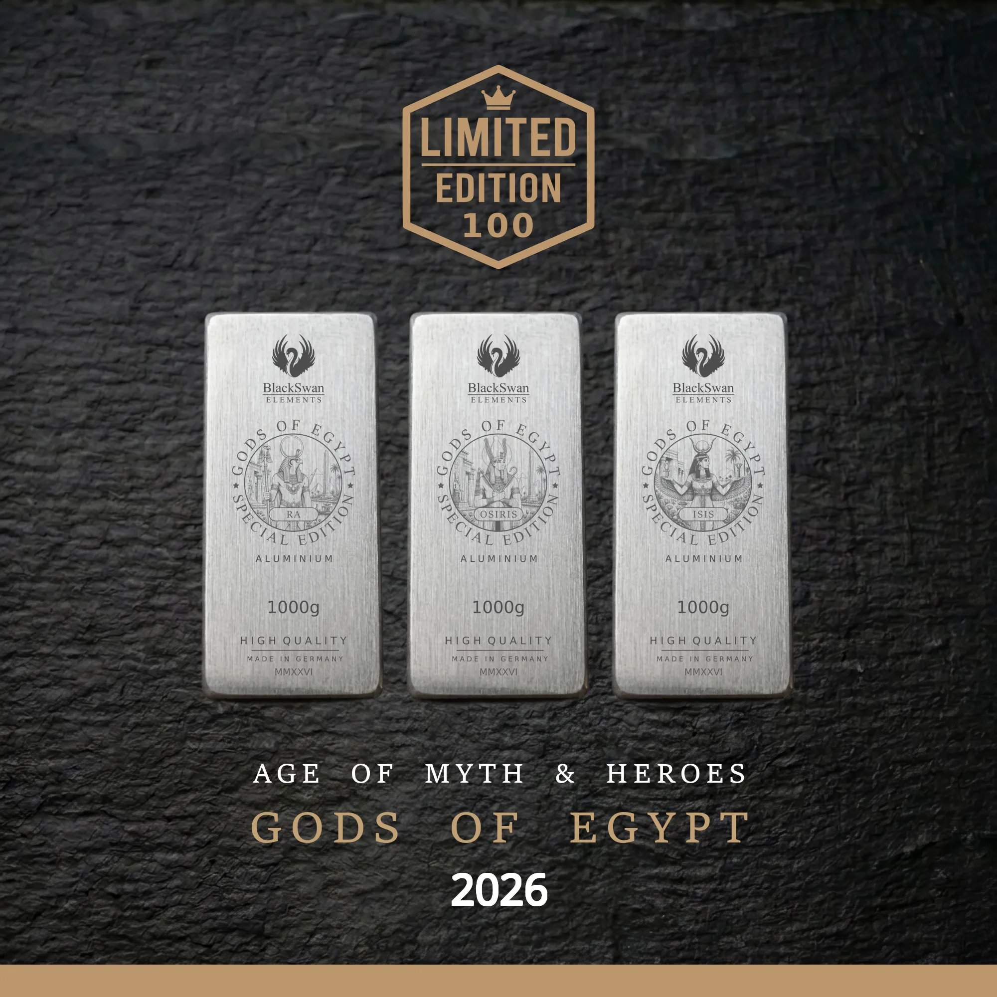 GODS OF EGYPT (2026) - Limited Edition - 6  x 1000g Aluminiumbarren