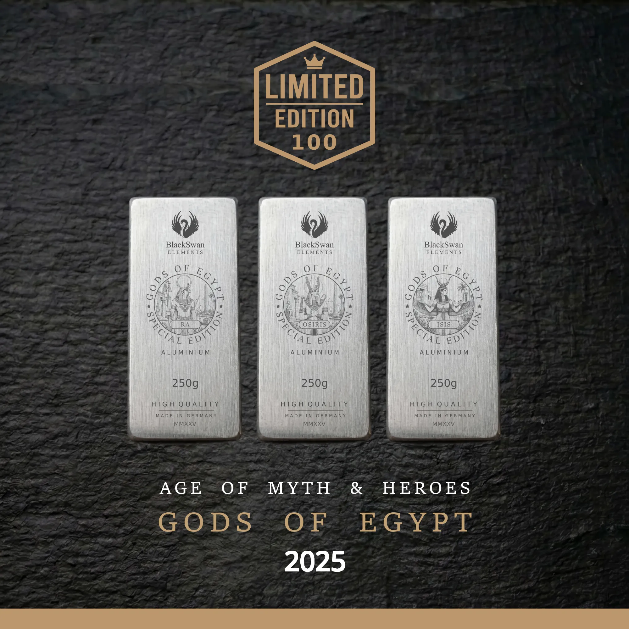 GODS OF EGYPT (2025) - Limited Edition - 6  x 250g Aluminiumbarren