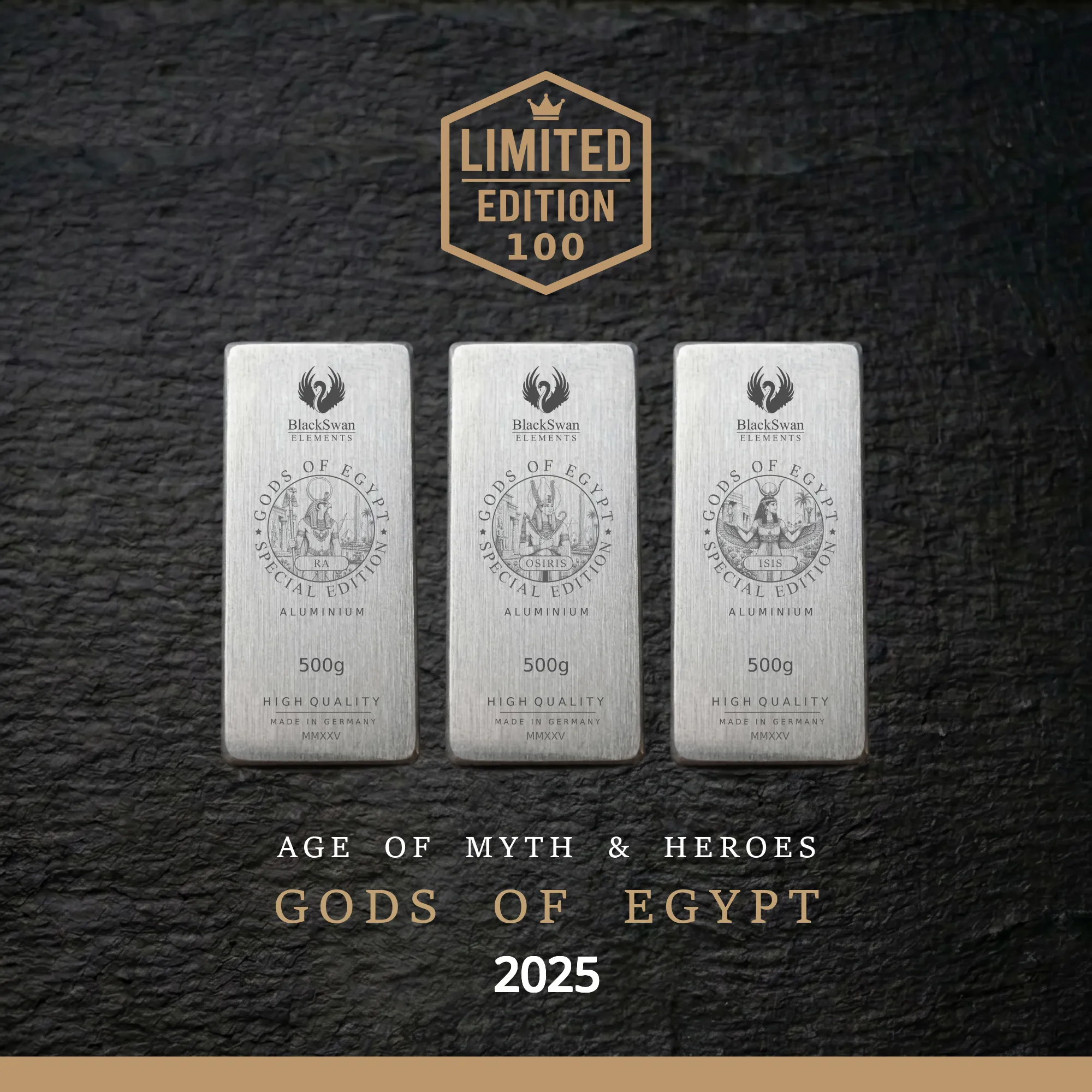 GODS OF EGYPT (2025) - Limited Edition - 6  x 500g Aluminiumbarren