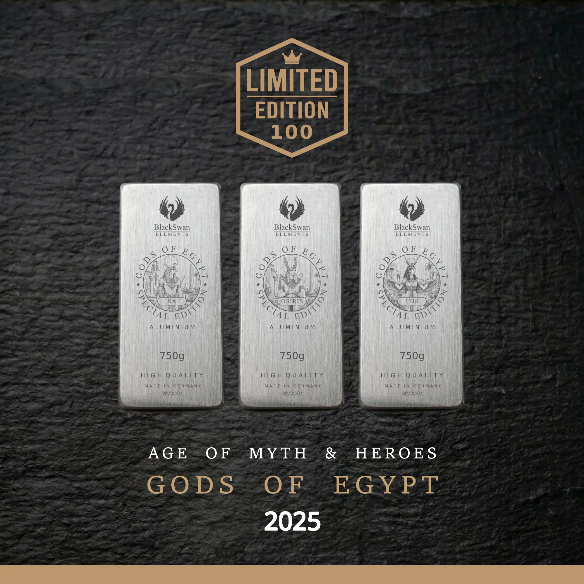 GODS OF EGYPT (2025) - Limited Edition - 6  x 750g Aluminiumbarren