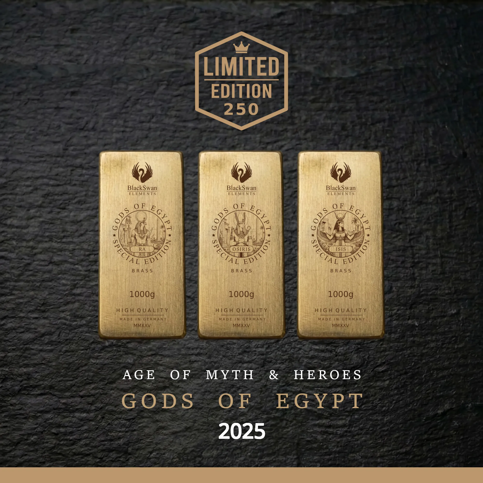 GODS OF EGYPT (2025) - Limited Edition - 6  x 1000g Messingbarren