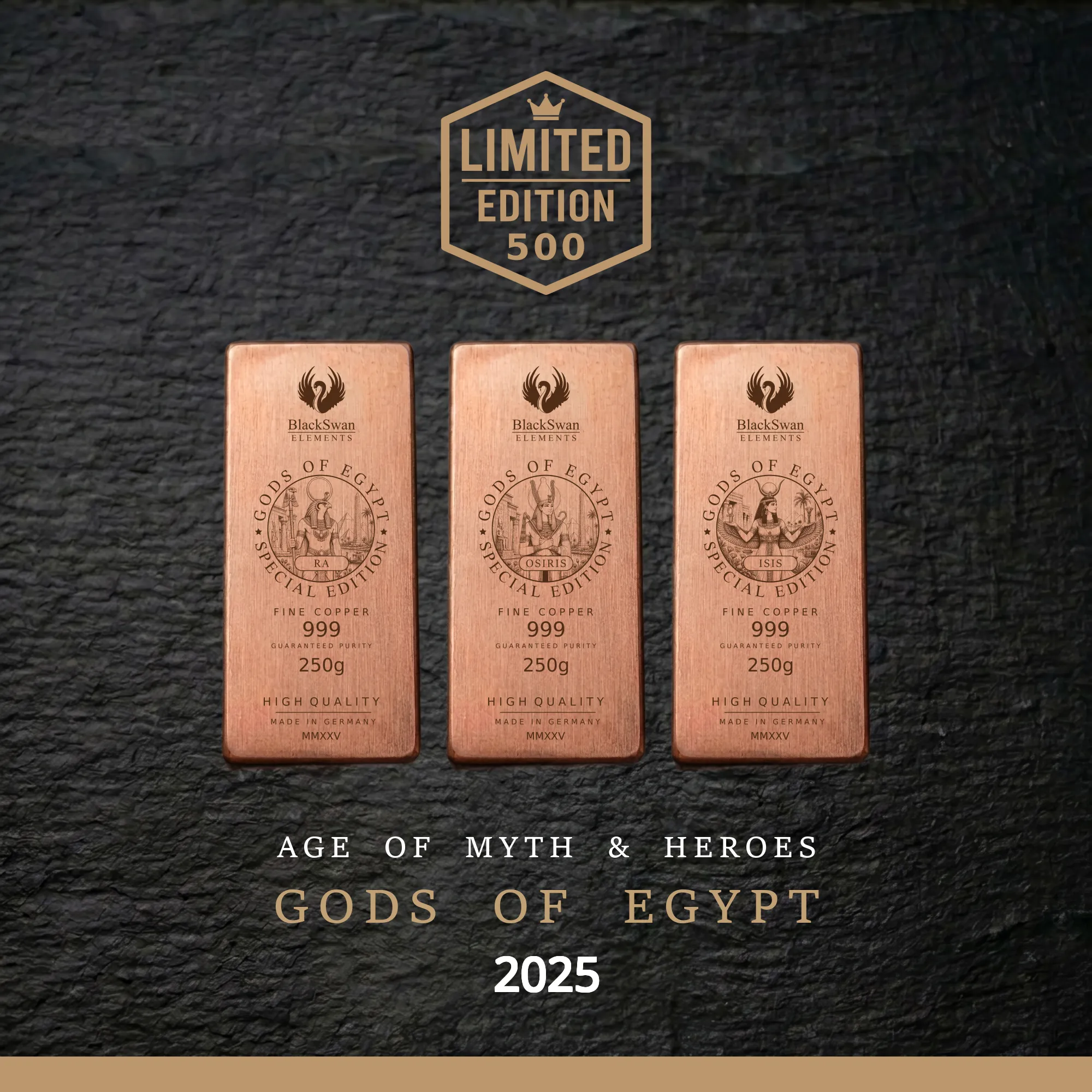 GODS OF EGYPT (2025) - Limited Edition - 6  x 250g Kupferbarren