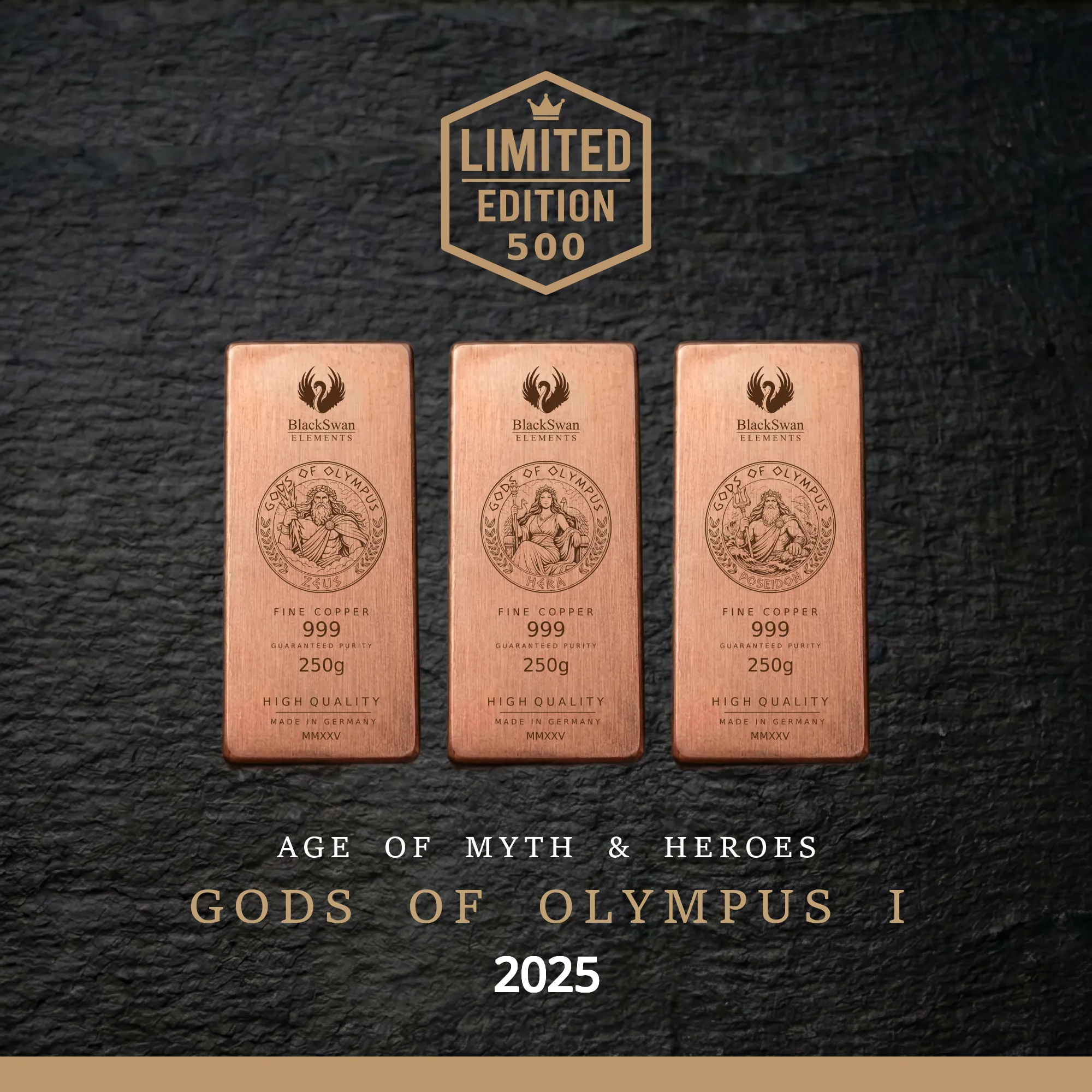 GODS OF OLYMPUS I (2025) - Limited Edition - 6  x 250g Kupferbarren