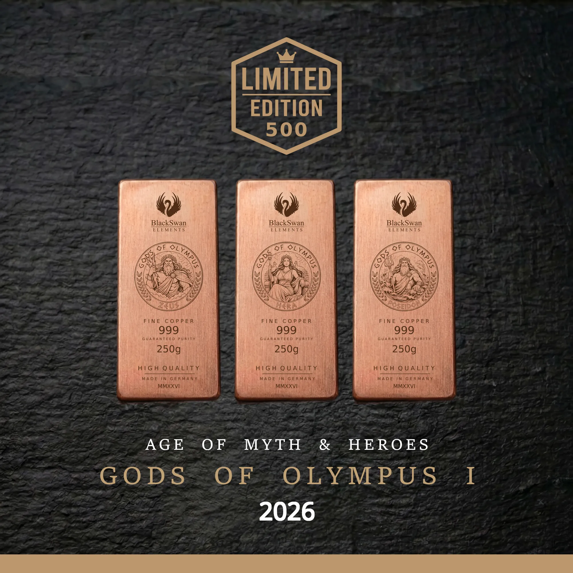 GODS OF OLYMPUS I (2026) - Limited Edition - 6  x 250g Kupferbarren