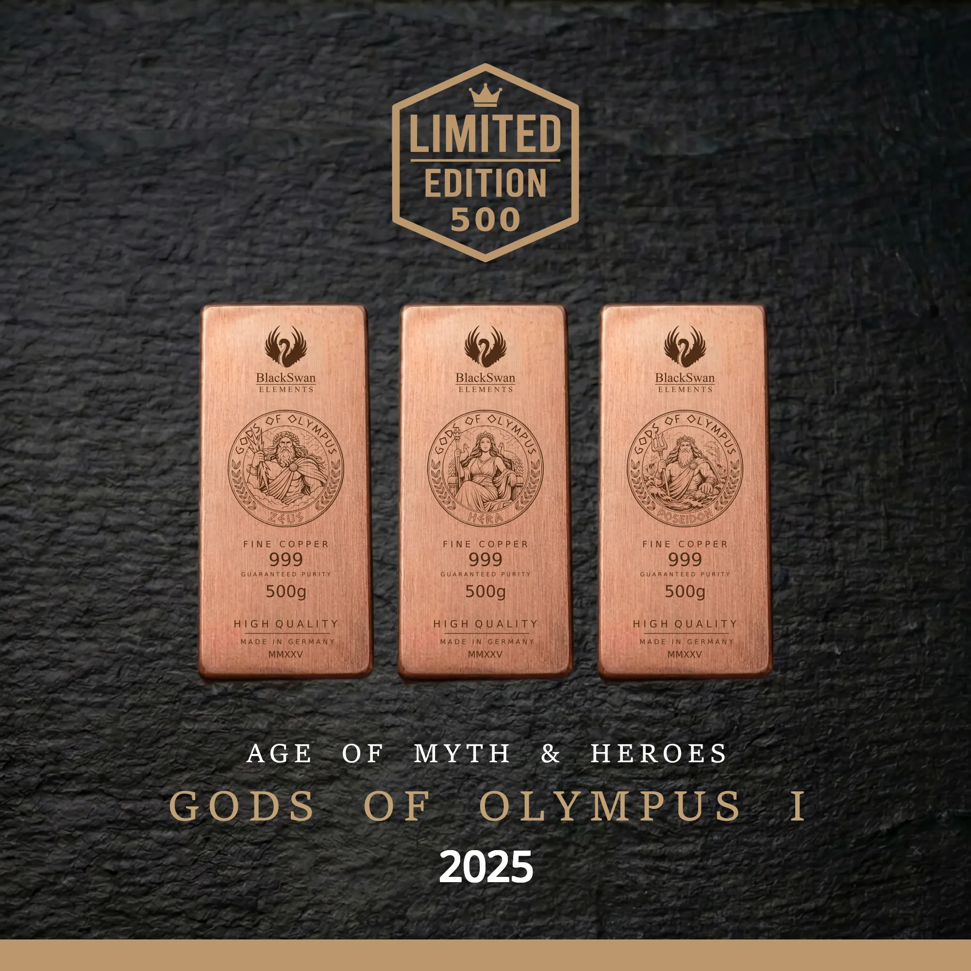 GODS OF OLYMPUS I (2025) - Limited Edition - 6  x 500g Kupferbarren
