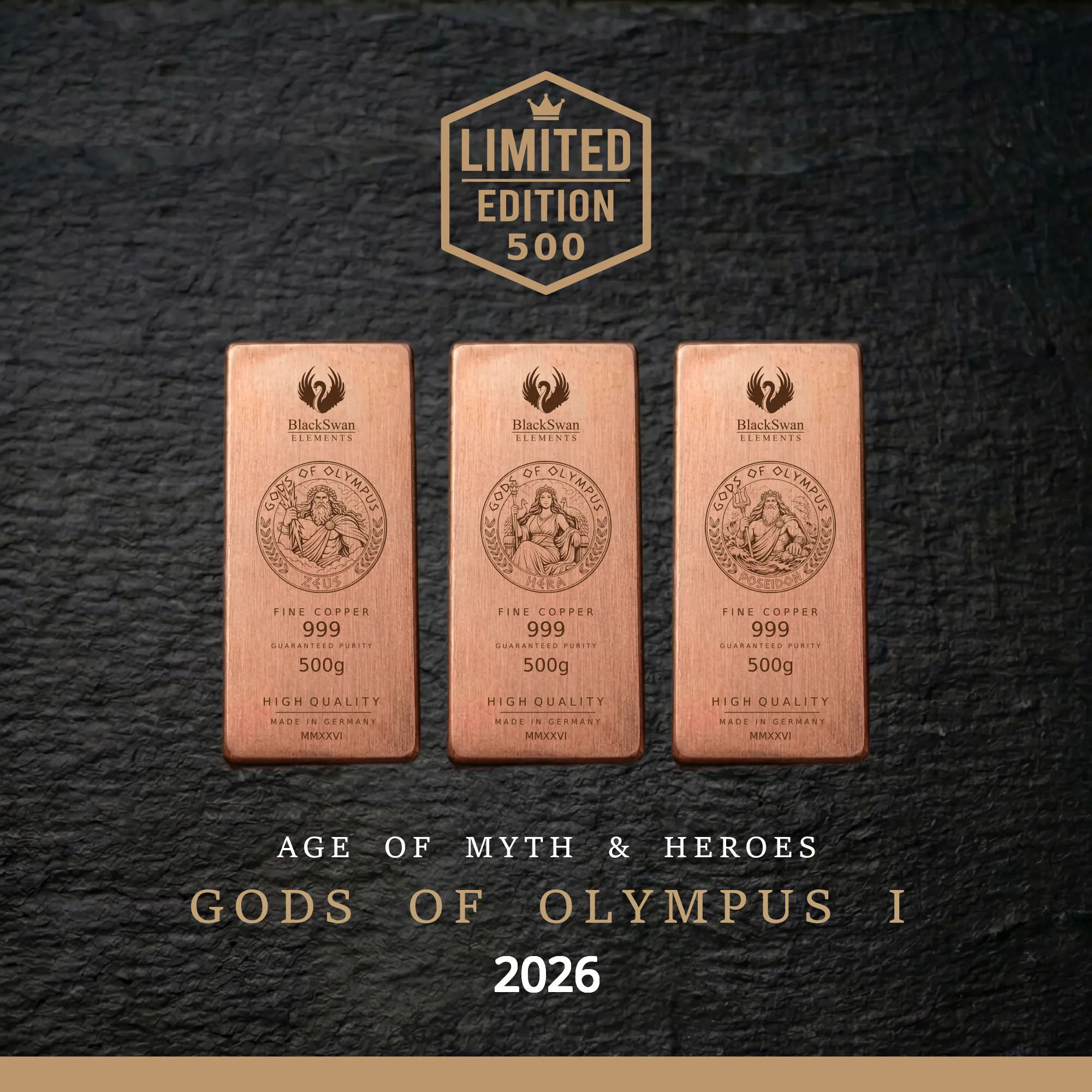 GODS OF OLYMPUS I (2026) - Limited Edition - 6  x 500g Kupferbarren