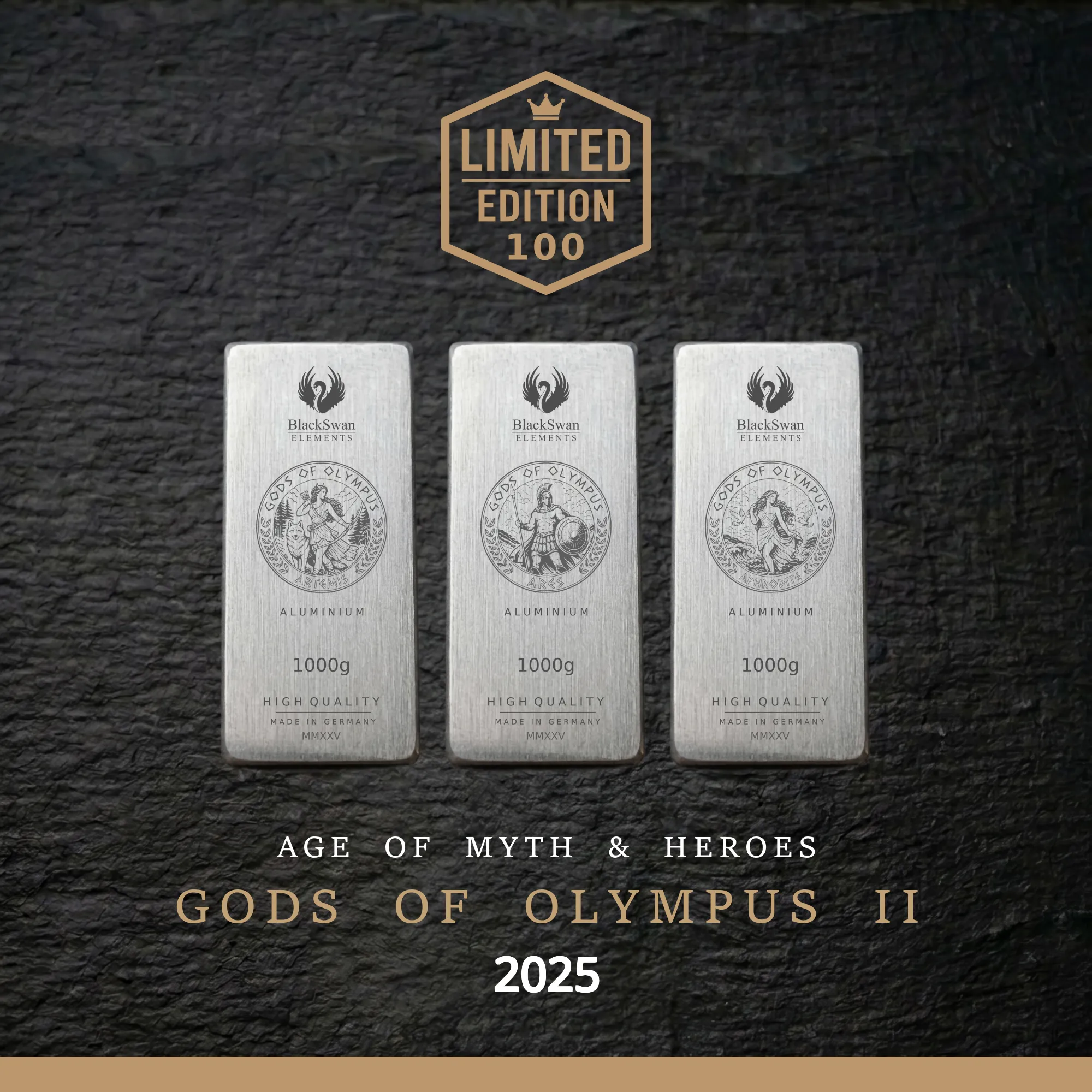GODS OF OLYMPUS II (2025) - Limited Edition - 6  x 1000g Aluminiumbarren