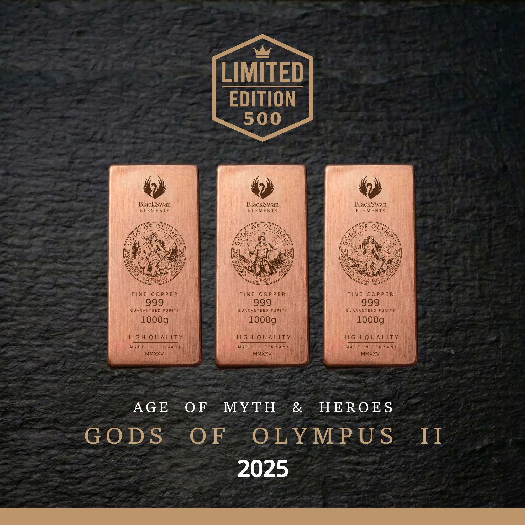 GODS OF OLYMPUS II (2025) - Limited Edition - 6  x 1000g Kupferbarren