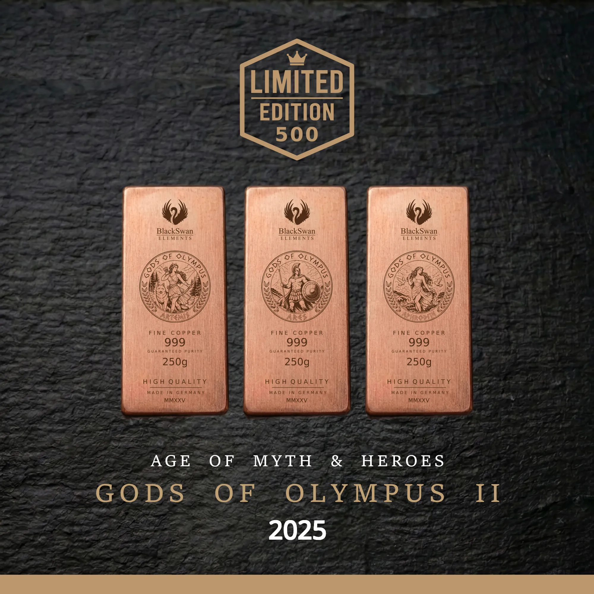 GODS OF OLYMPUS II (2025) - Limited Edition - 6  x 250g Kupferbarren