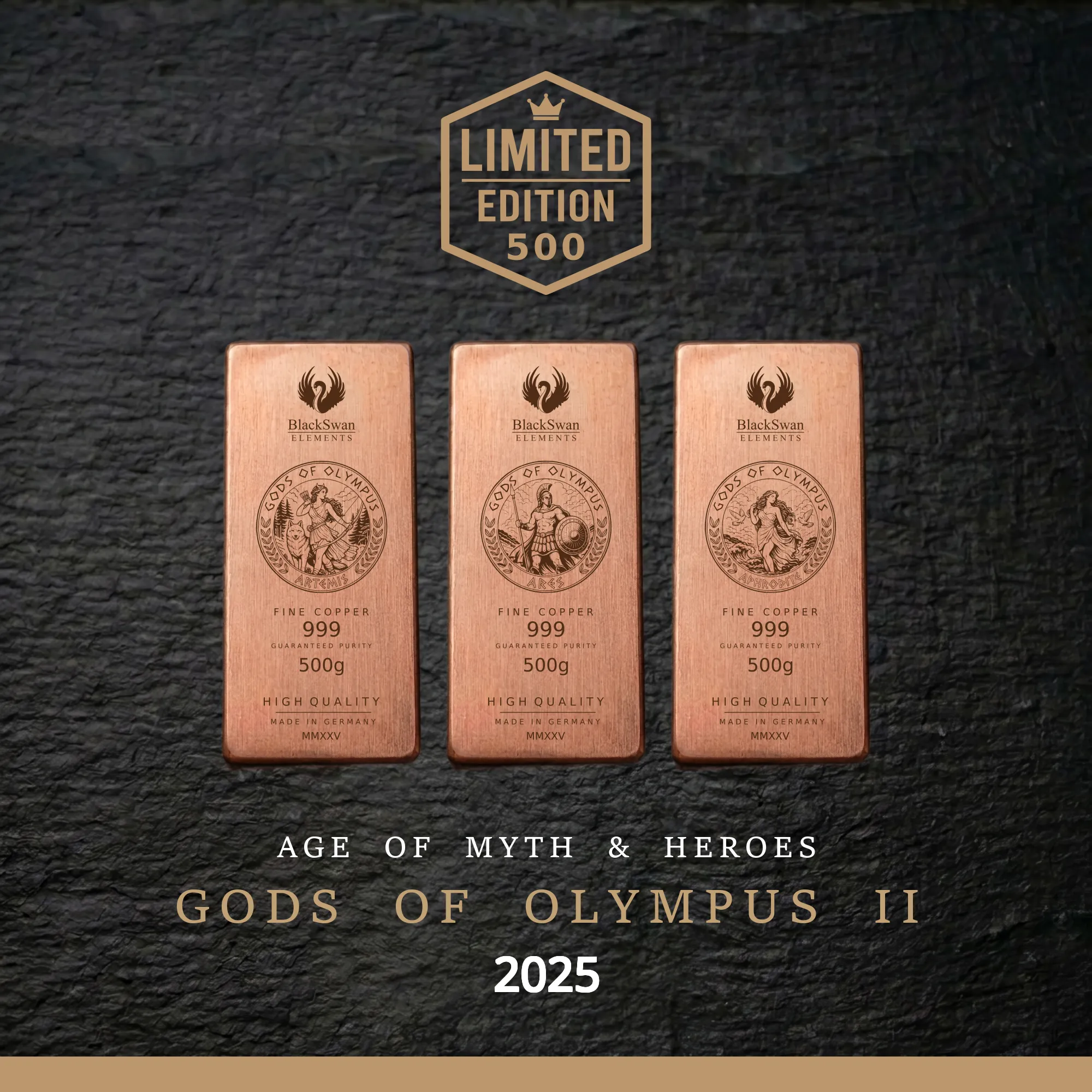 GODS OF OLYMPUS II (2025) - Limited Edition - 6  x 500g Kupferbarren
