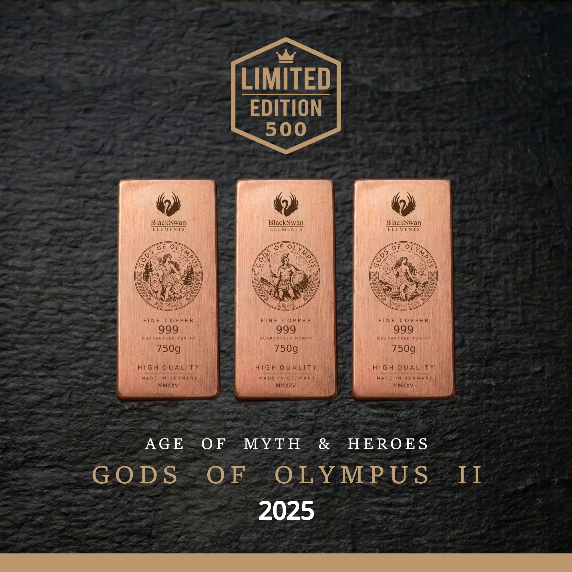 GODS OF OLYMPUS II (2025) - Limited Edition - 6  x 750g Kupferbarren