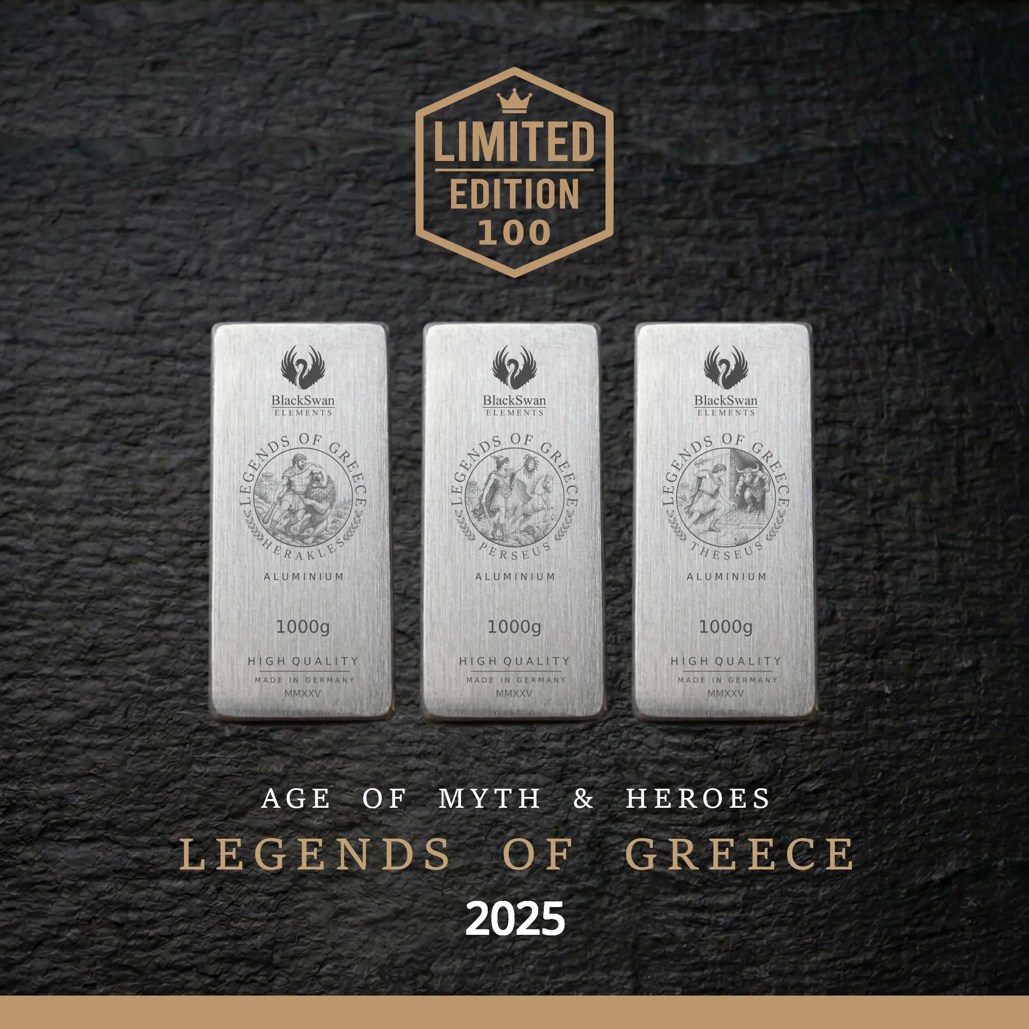 LEGENDS OF GREECE (2025) - Limited Edition - 6  x 1000g Aluminiumbarren