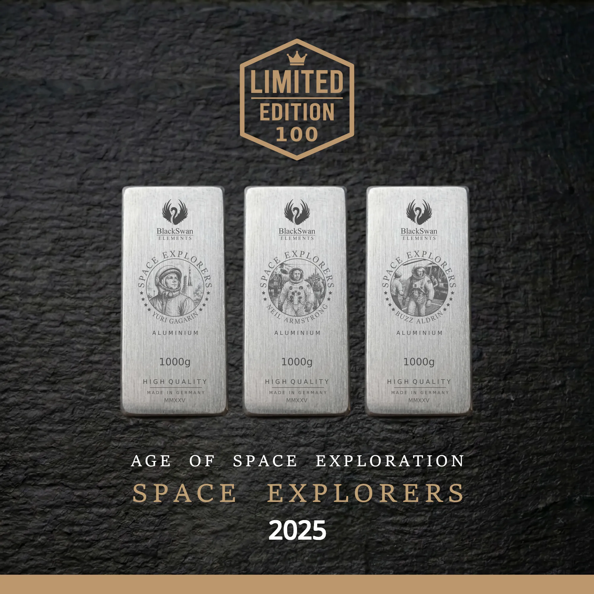 SPACE EXPLORERS (2025) - Limited Edition - 6  x 1000g Aluminiumbarren