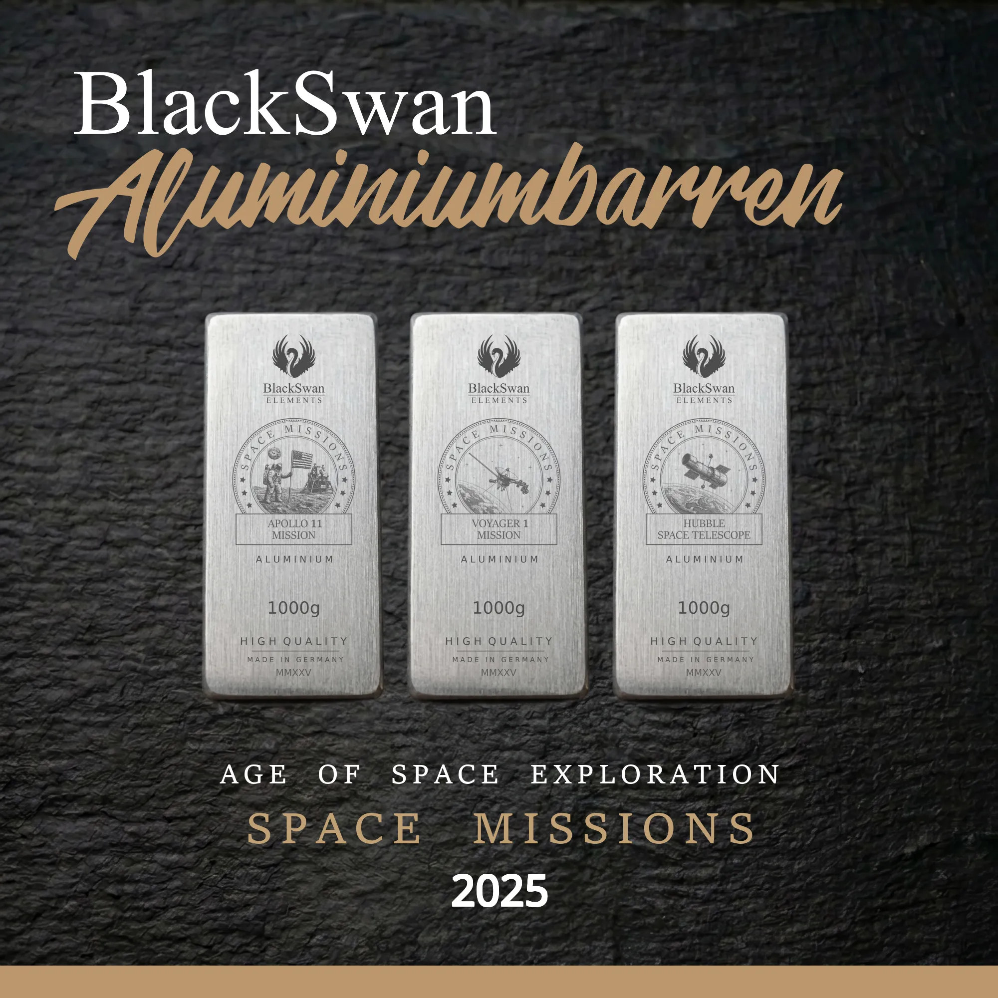 SPACE MISSIONS (2025) - Limited Edition - 6  x 1000g Aluminiumbarren