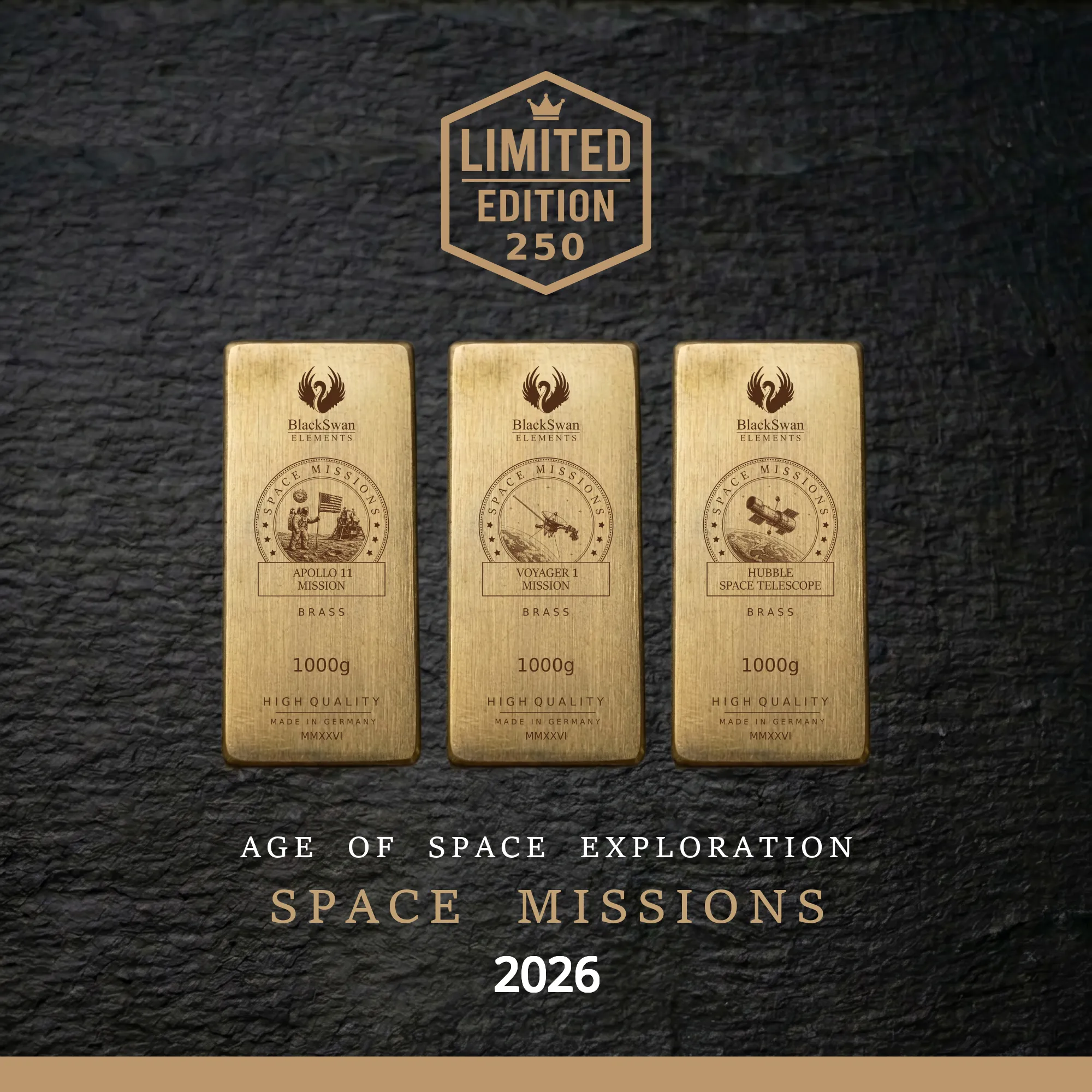 SPACE MISSIONS (2026) - Limited Edition - 6  x 1000g Messingbarren
