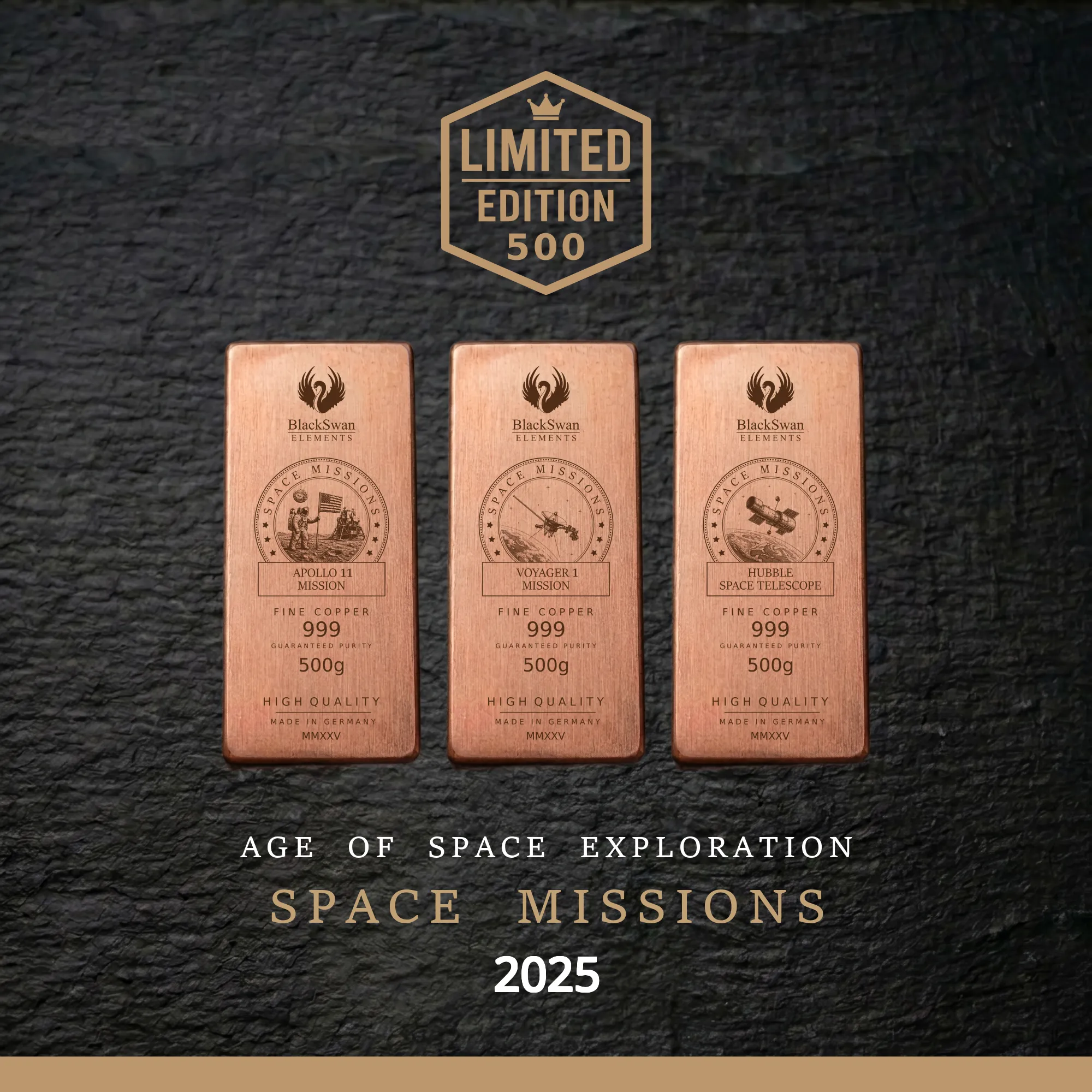 SPACE MISSIONS (2025) - Limited Edition - 6  x 500g Kupferbarren