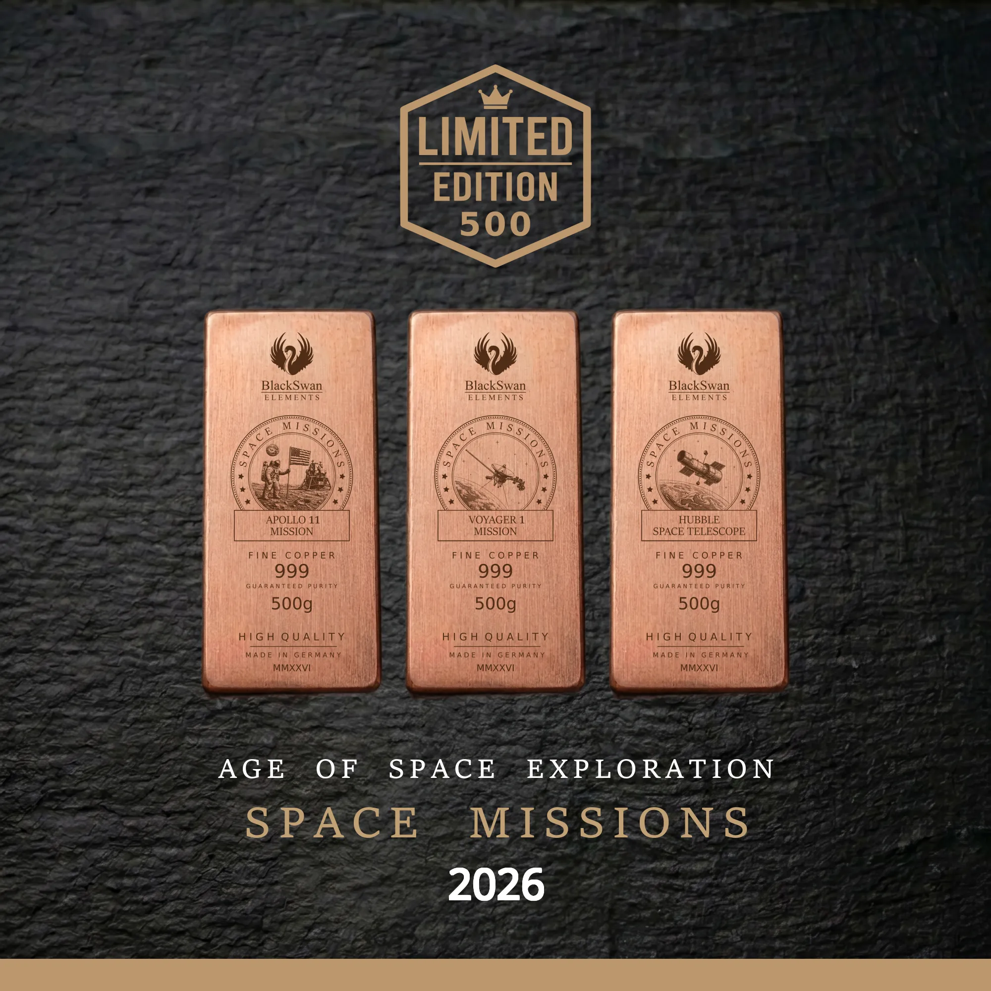 SPACE MISSIONS (2026) - Limited Edition - 6  x 500g Kupferbarren