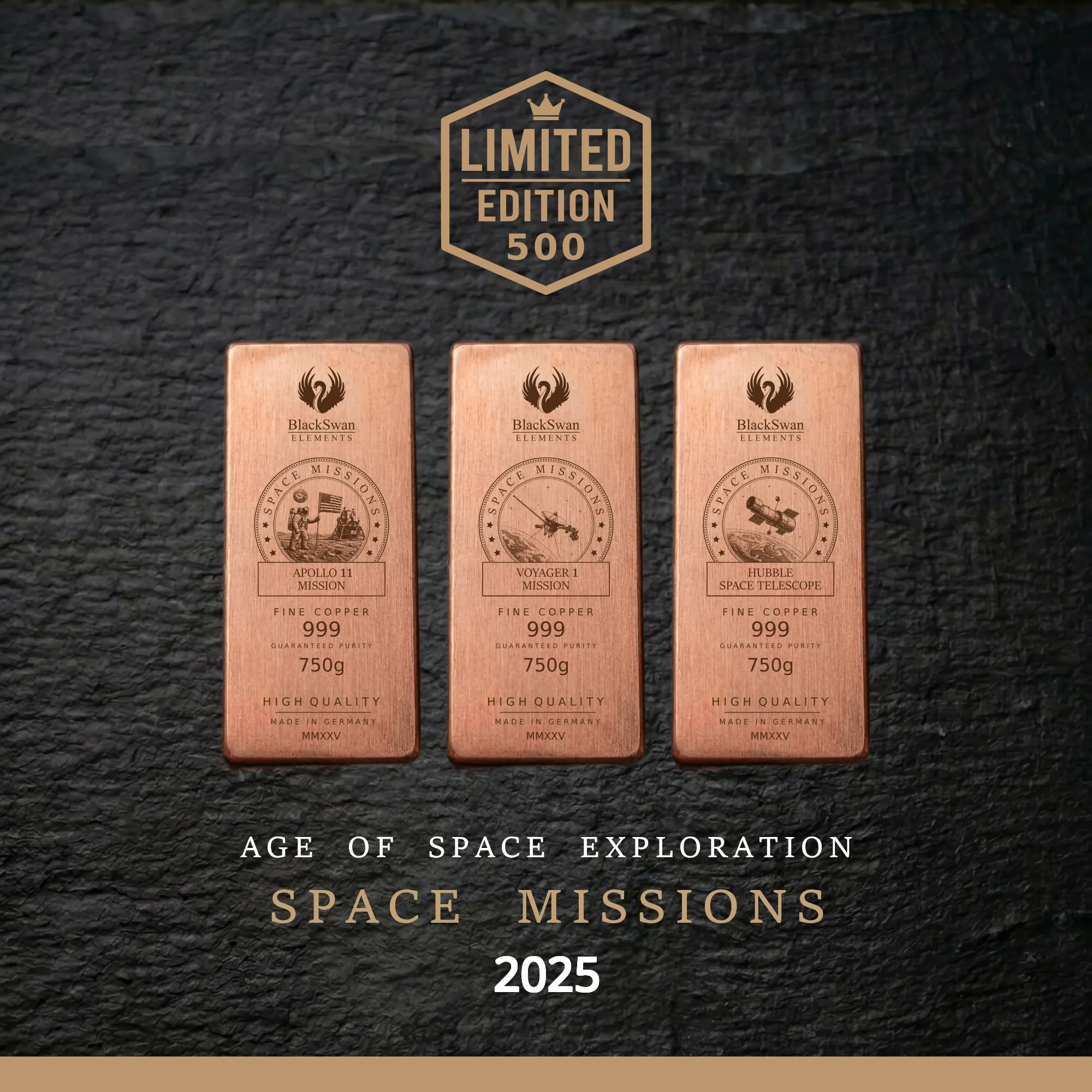 SPACE MISSIONS (2025) - Limited Edition - 6  x 750g Kupferbarren