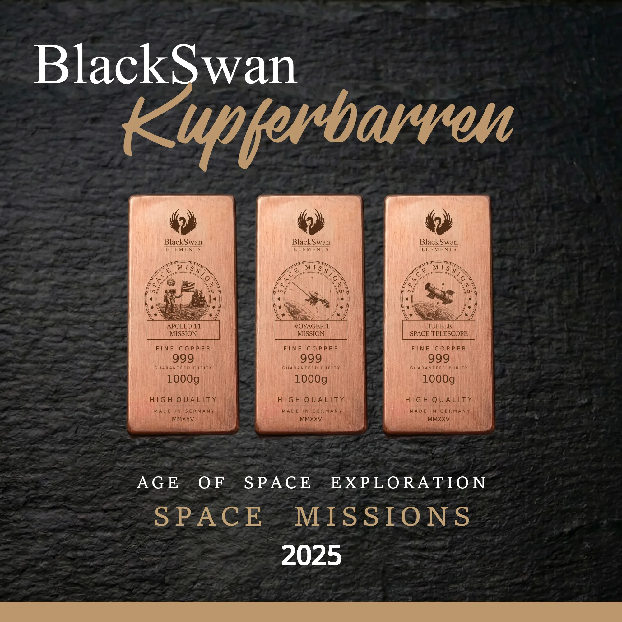 SPACE MISSIONS (2025) - Limited Edition - 6  x 1000g Kupferbarren