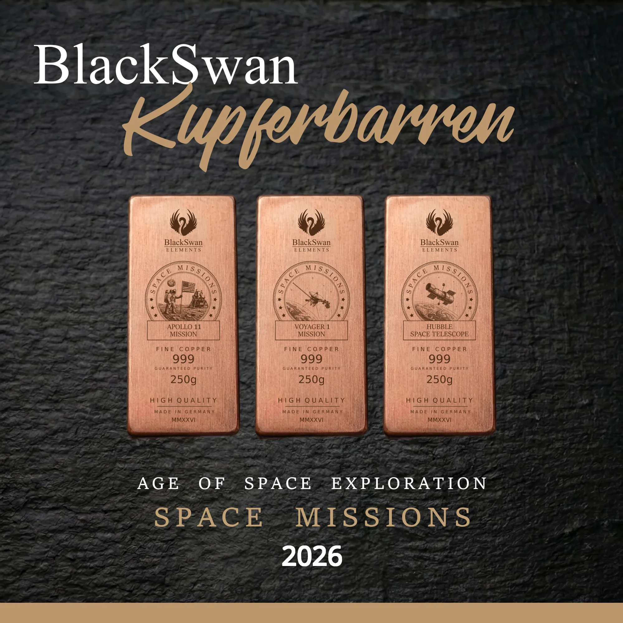 SPACE MISSIONS (2026) - Limited Edition - 6  x 250g Kupferbarren