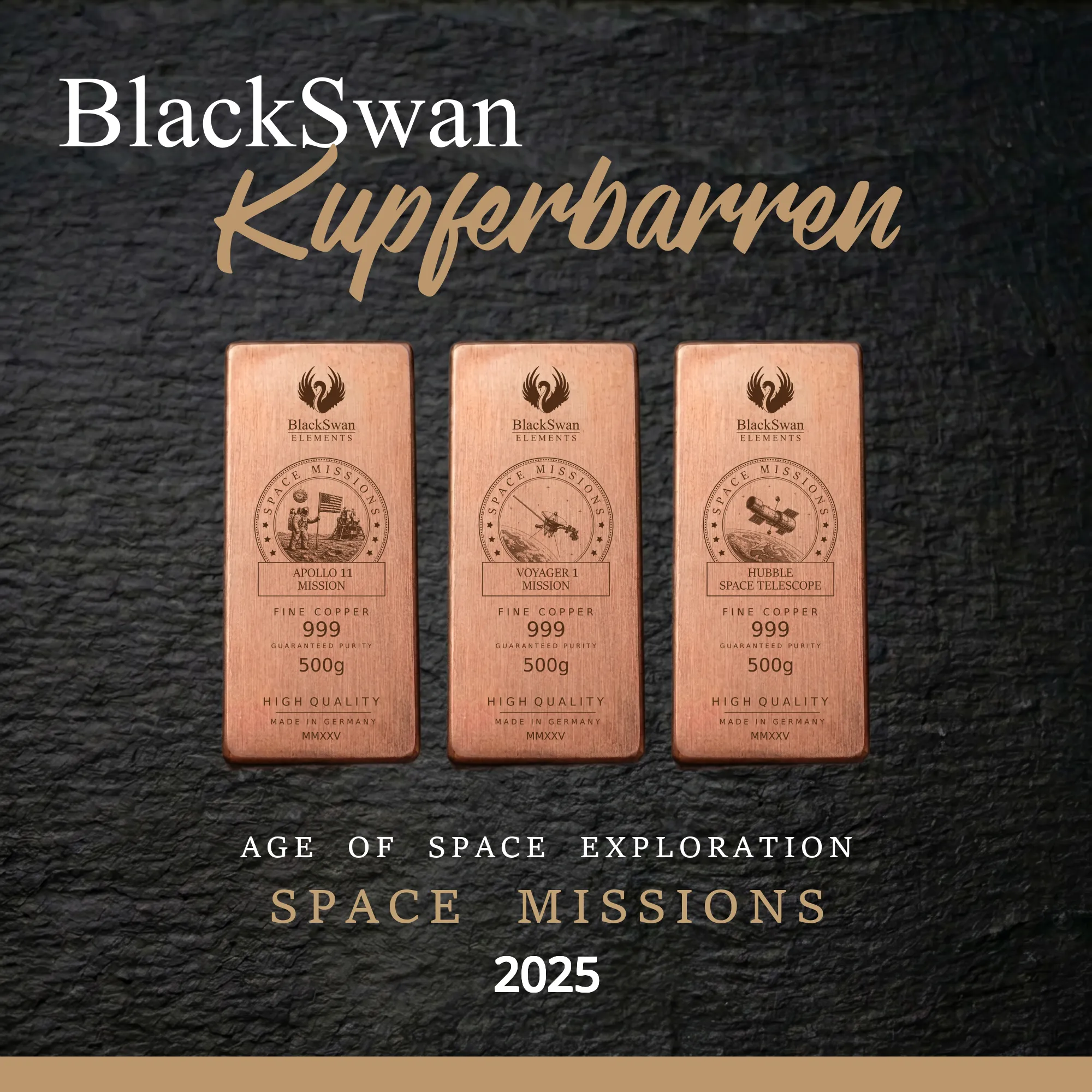SPACE MISSIONS (2025) - Limited Edition - 6  x 500g Kupferbarren
