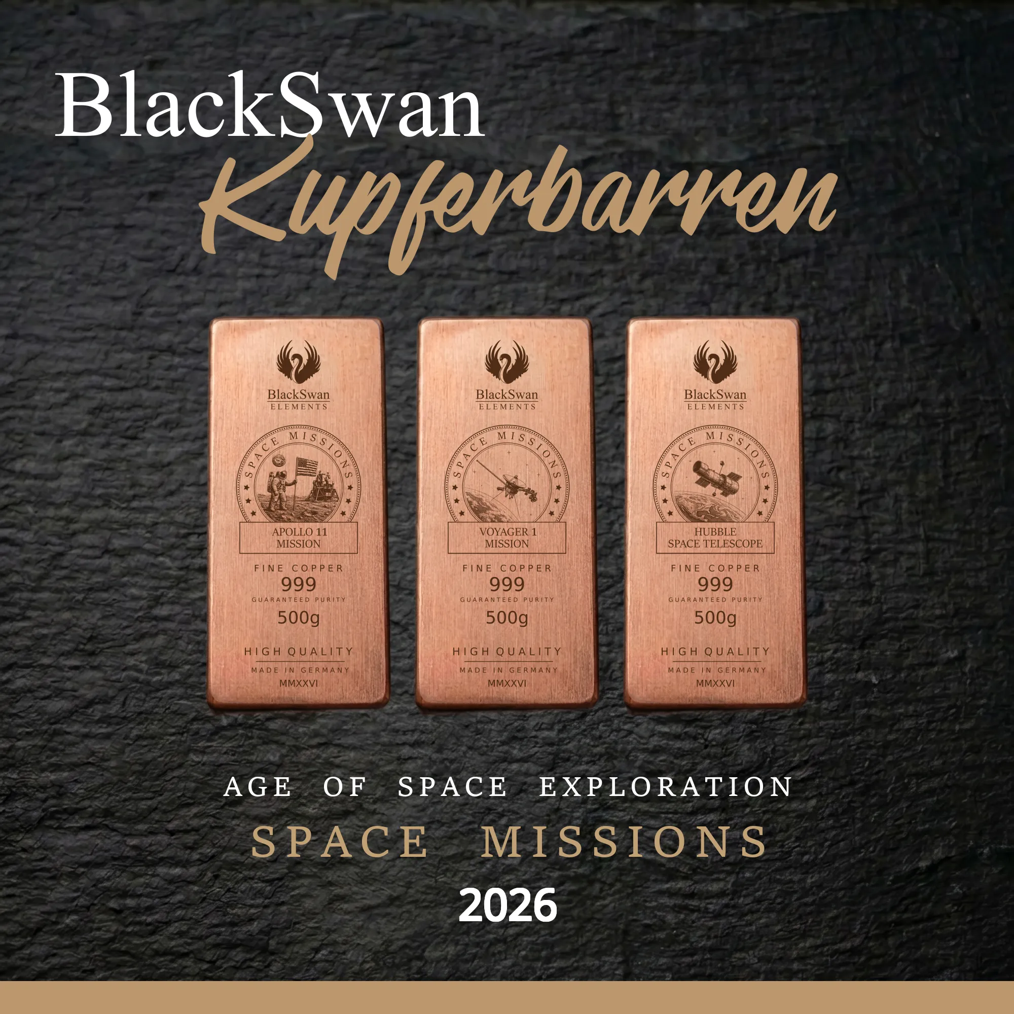 SPACE MISSIONS (2026) - Limited Edition - 6  x 500g Kupferbarren
