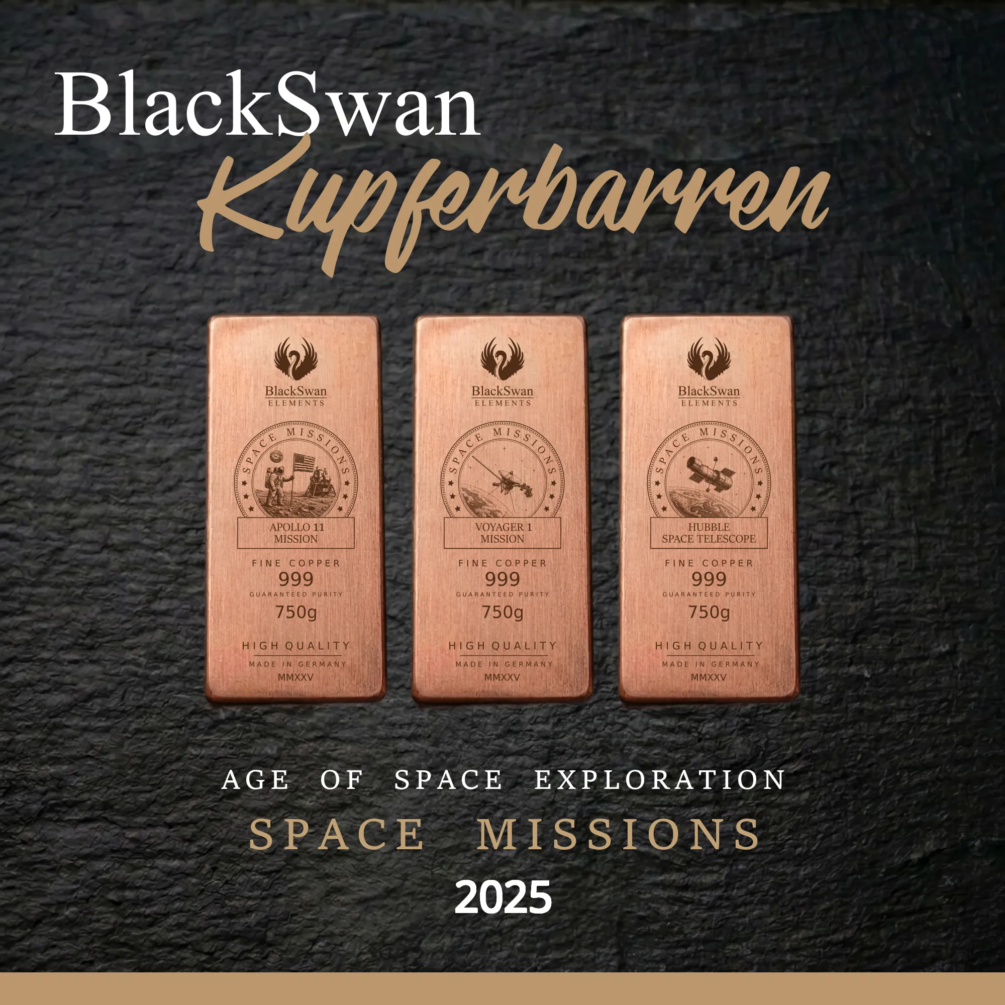 SPACE MISSIONS (2025) - Limited Edition - 6  x 750g Kupferbarren