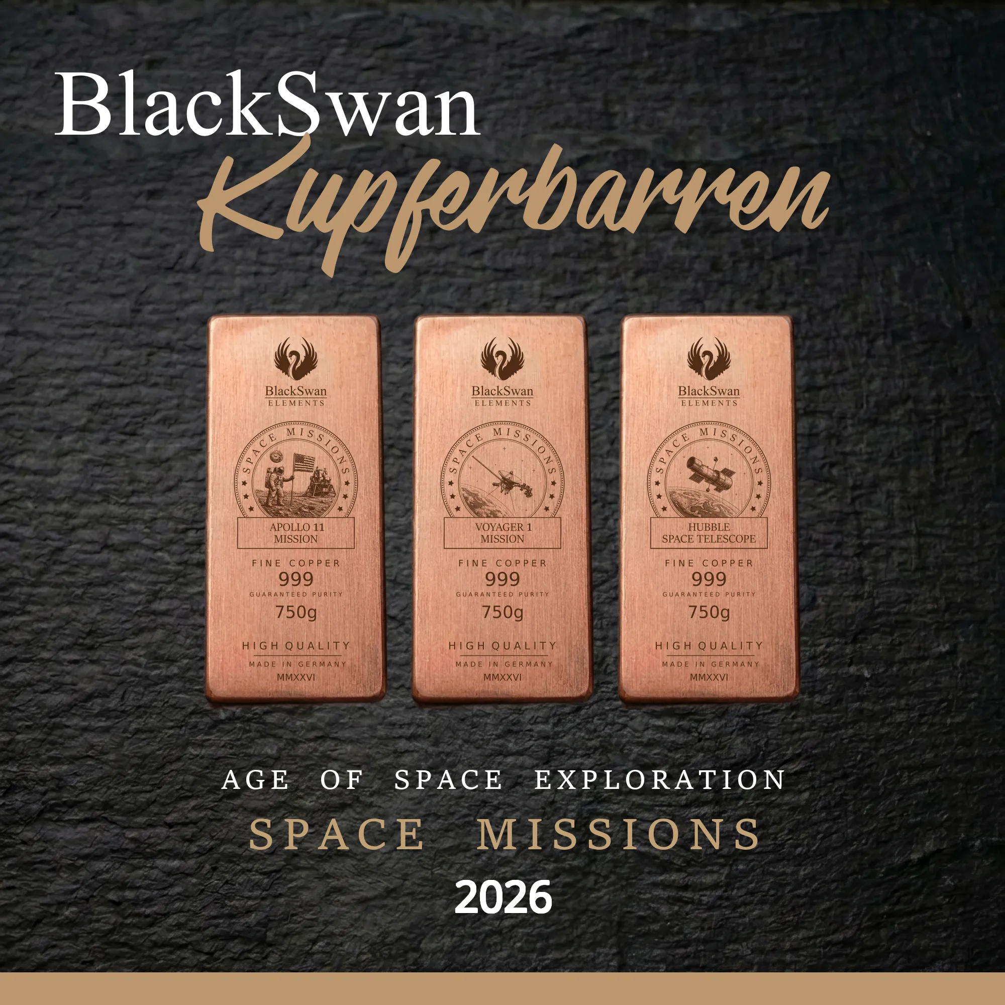SPACE MISSIONS (2026) - Limited Edition - 6  x 750g Kupferbarren