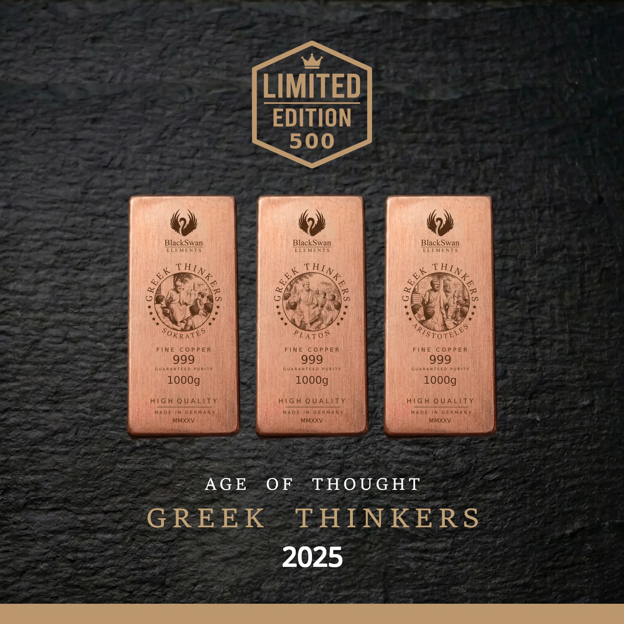 GREEK THINKERS (2025) - Limited Edition - 6  x 1000g Kupferbarren