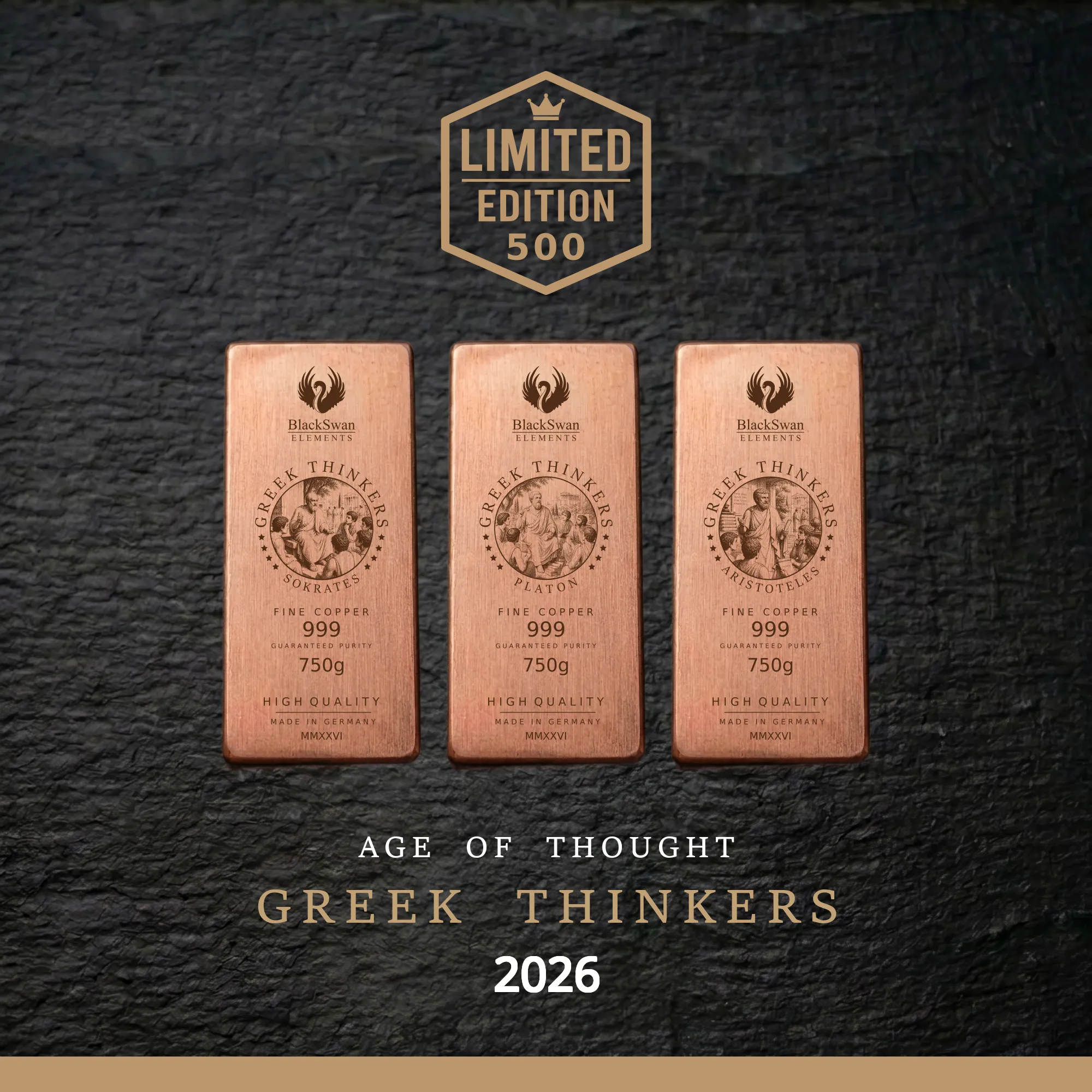 GREEK THINKERS (2026) - Limited Edition - 6  x 750g Kupferbarren