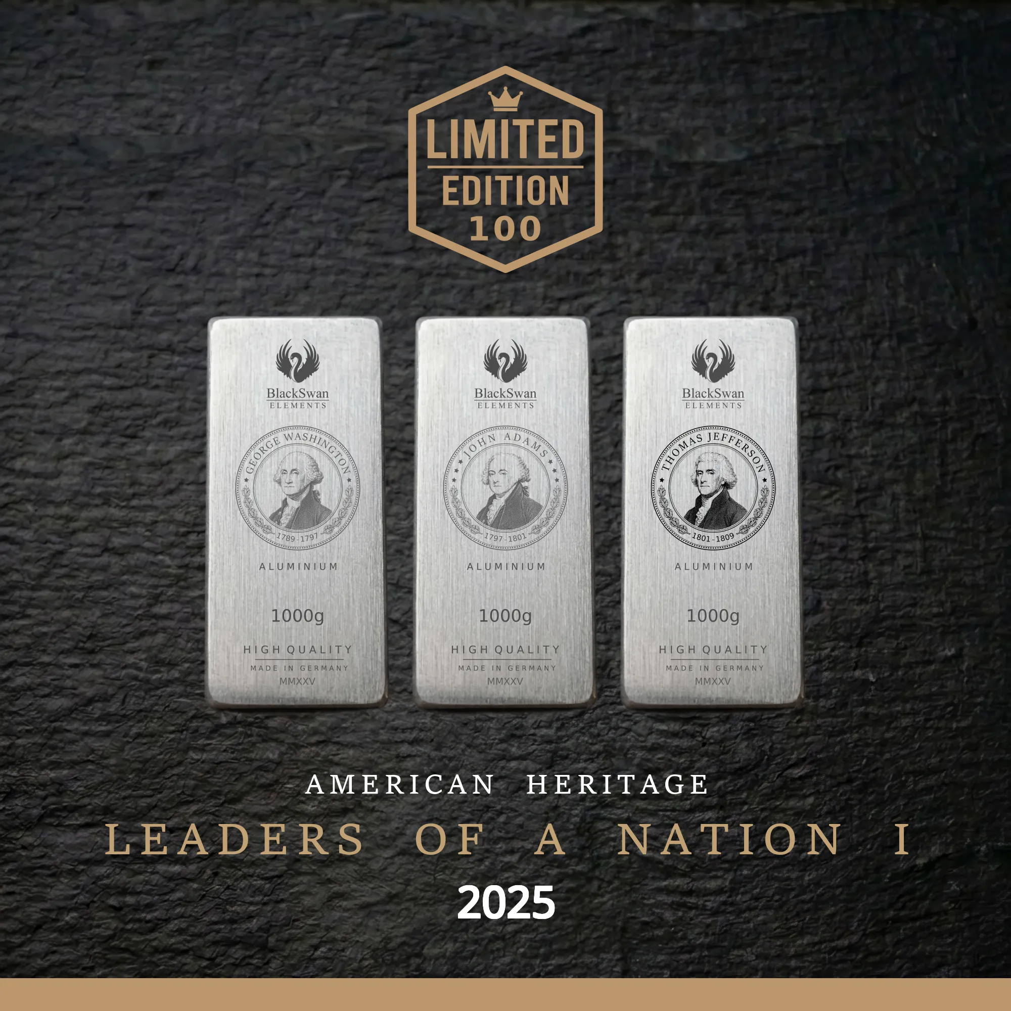 LEADERS OF A NATION I (2025) - Limited Edition - 5  x 1000g Aluminiumbarren