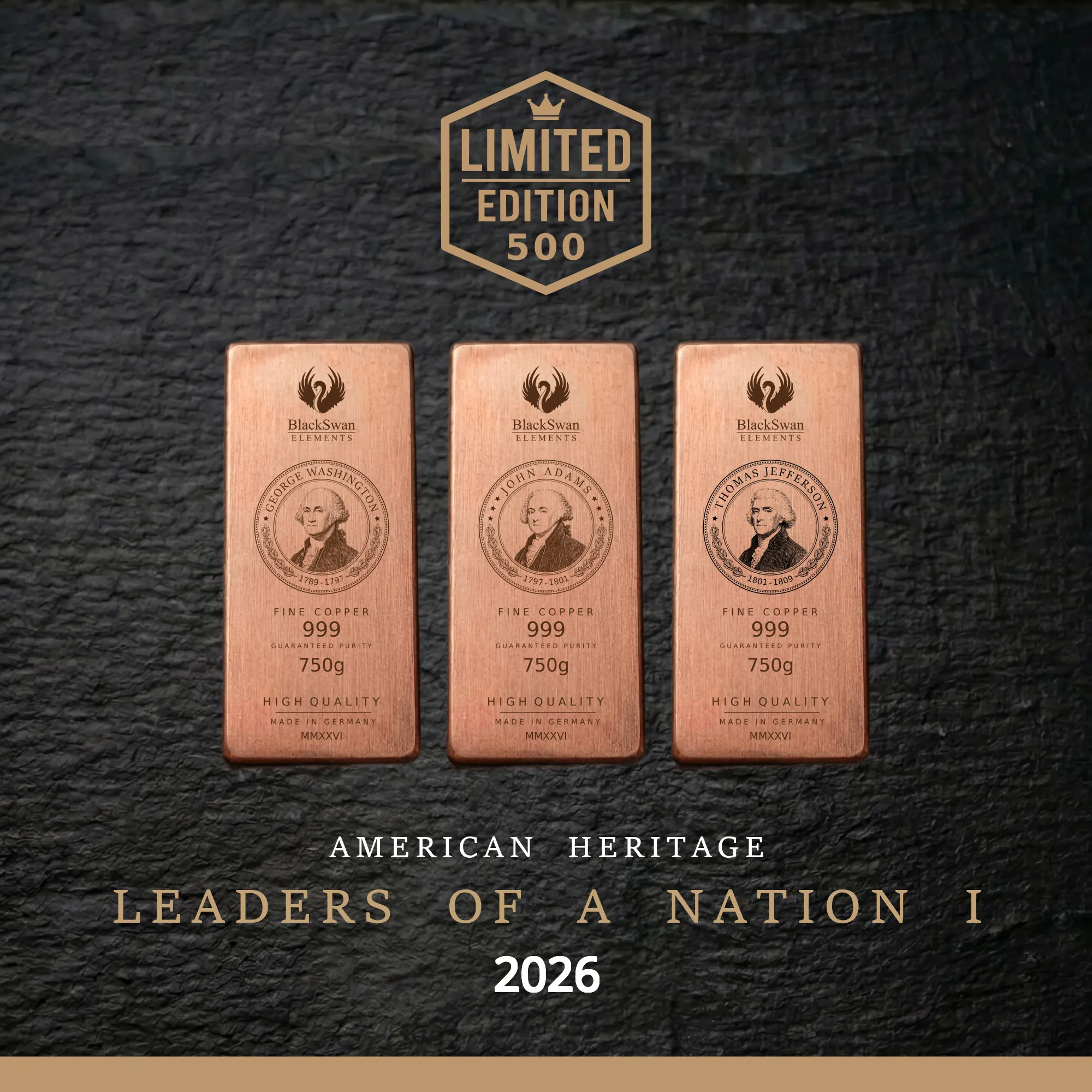 LEADERS OF A NATION I (2026) - Limited Edition - 5  x 750g Kupferbarren