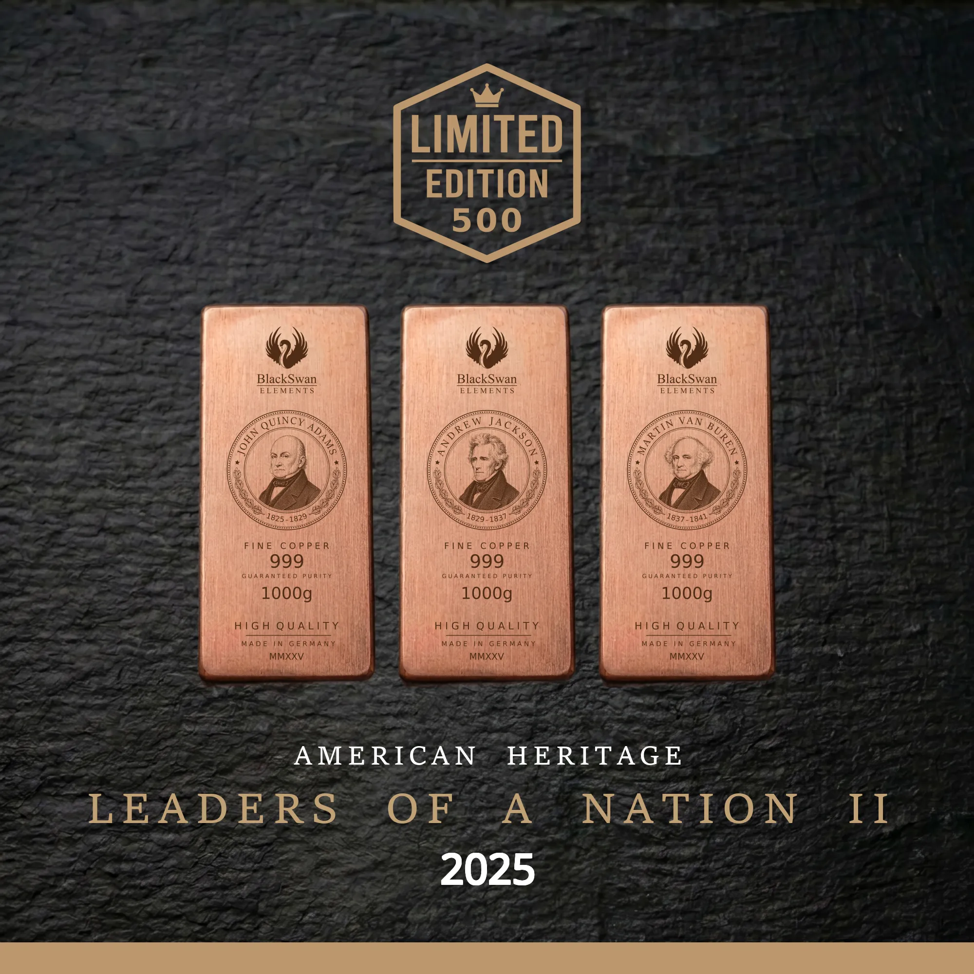 LEADERS OF A NATION II (2025) - Limited Edition - 5  x 1000g Kupferbarren