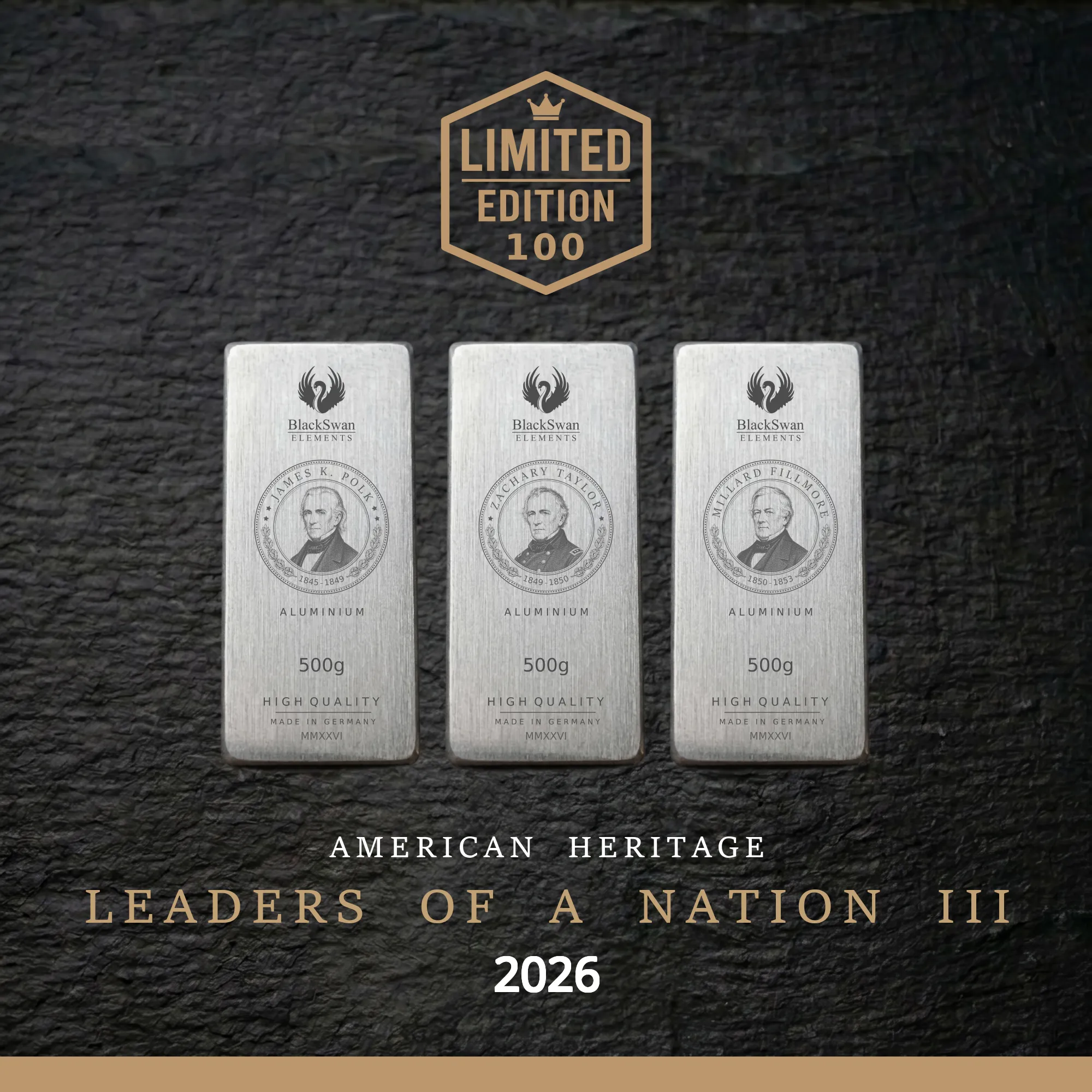 LEADERS OF A NATION III (2026) - Limited Edition - 5  x 500g Aluminiumbarren