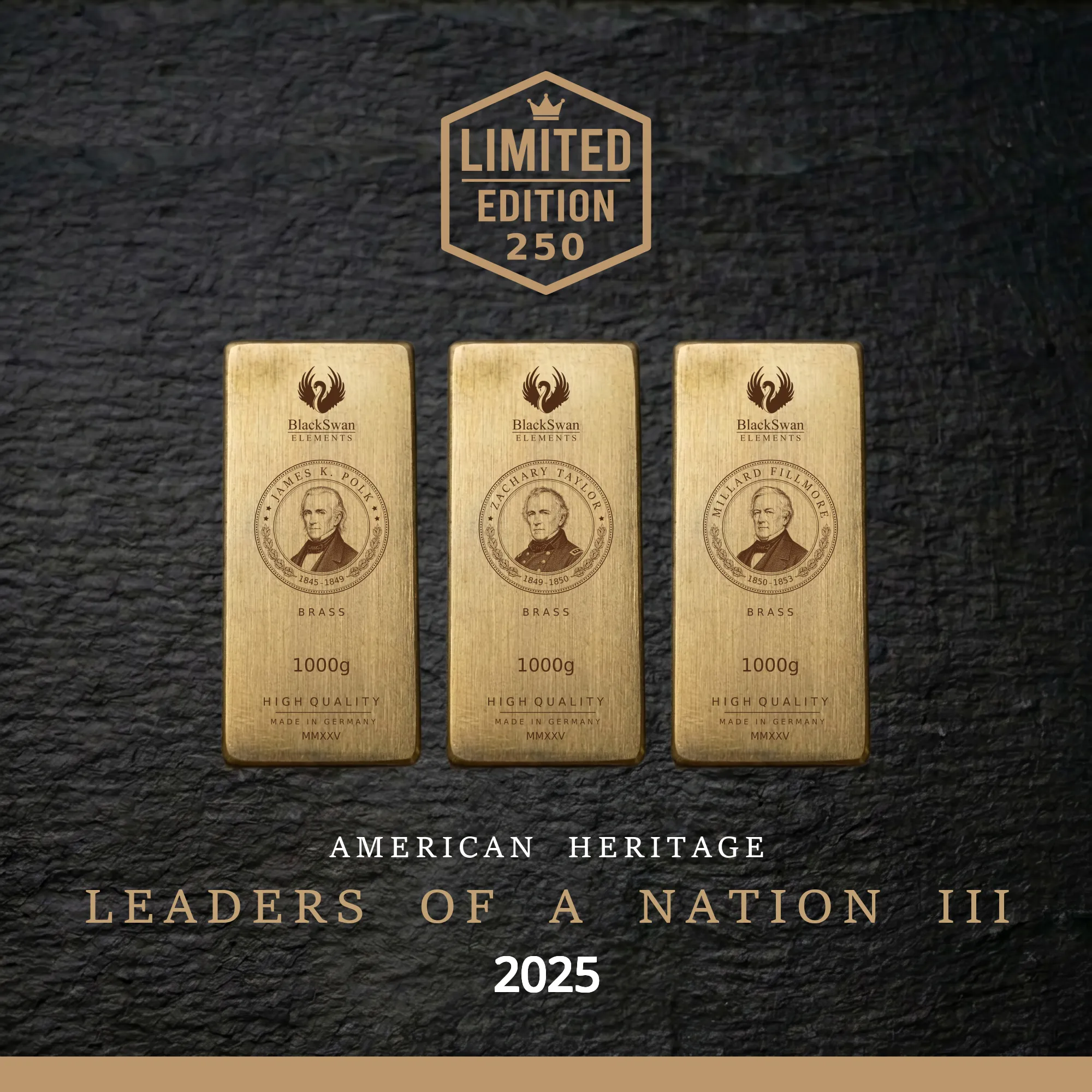 LEADERS OF A NATION III (2025) - Limited Edition - 5  x 1000g Messingbarren