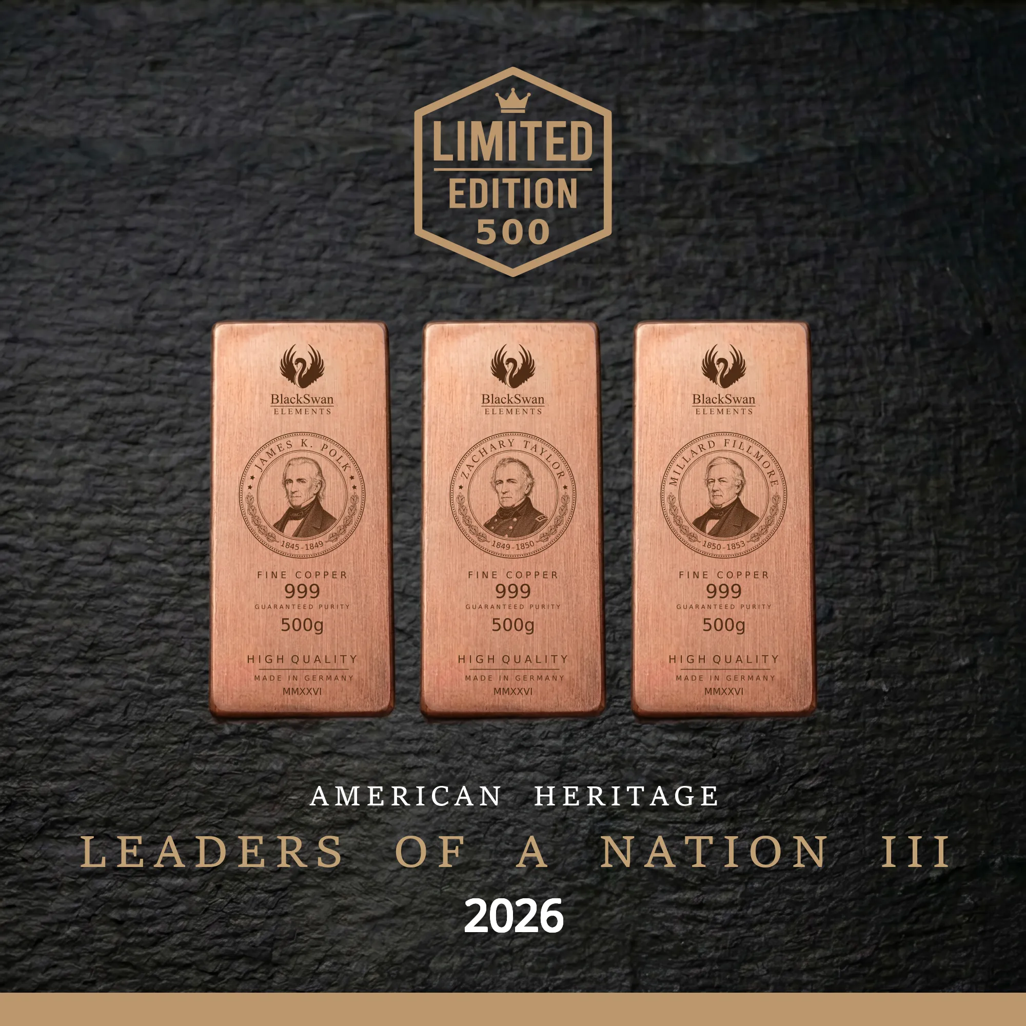LEADERS OF A NATION III (2026) - Limited Edition - 5  x 500g Kupferbarren