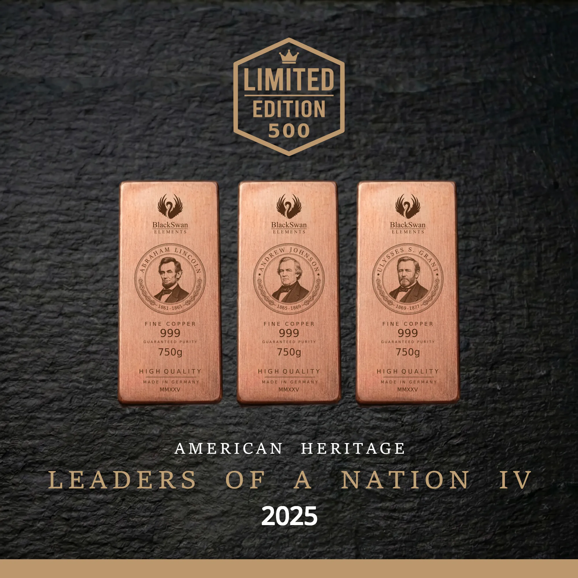 LEADERS OF A NATION IV (2025) - Limited Edition - 5  x 750g Kupferbarren