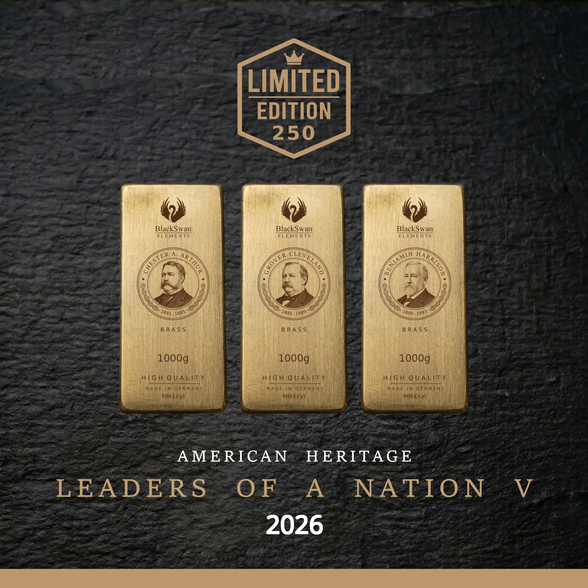 LEADERS OF A NATION V (2026) - Limited Edition - 5  x 1000g Messingbarren