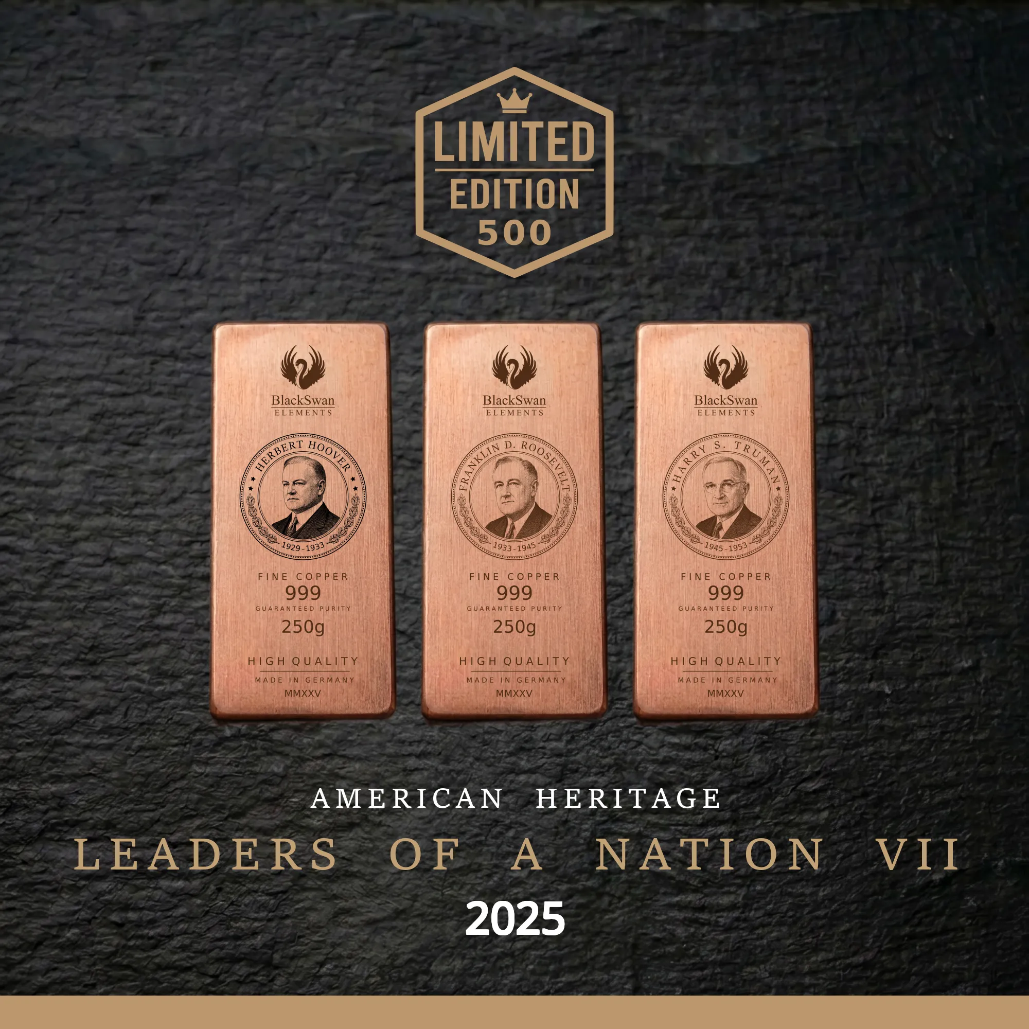 LEADERS OF A NATION VII (2025) - Limited Edition - 5  x 250g Kupferbarren