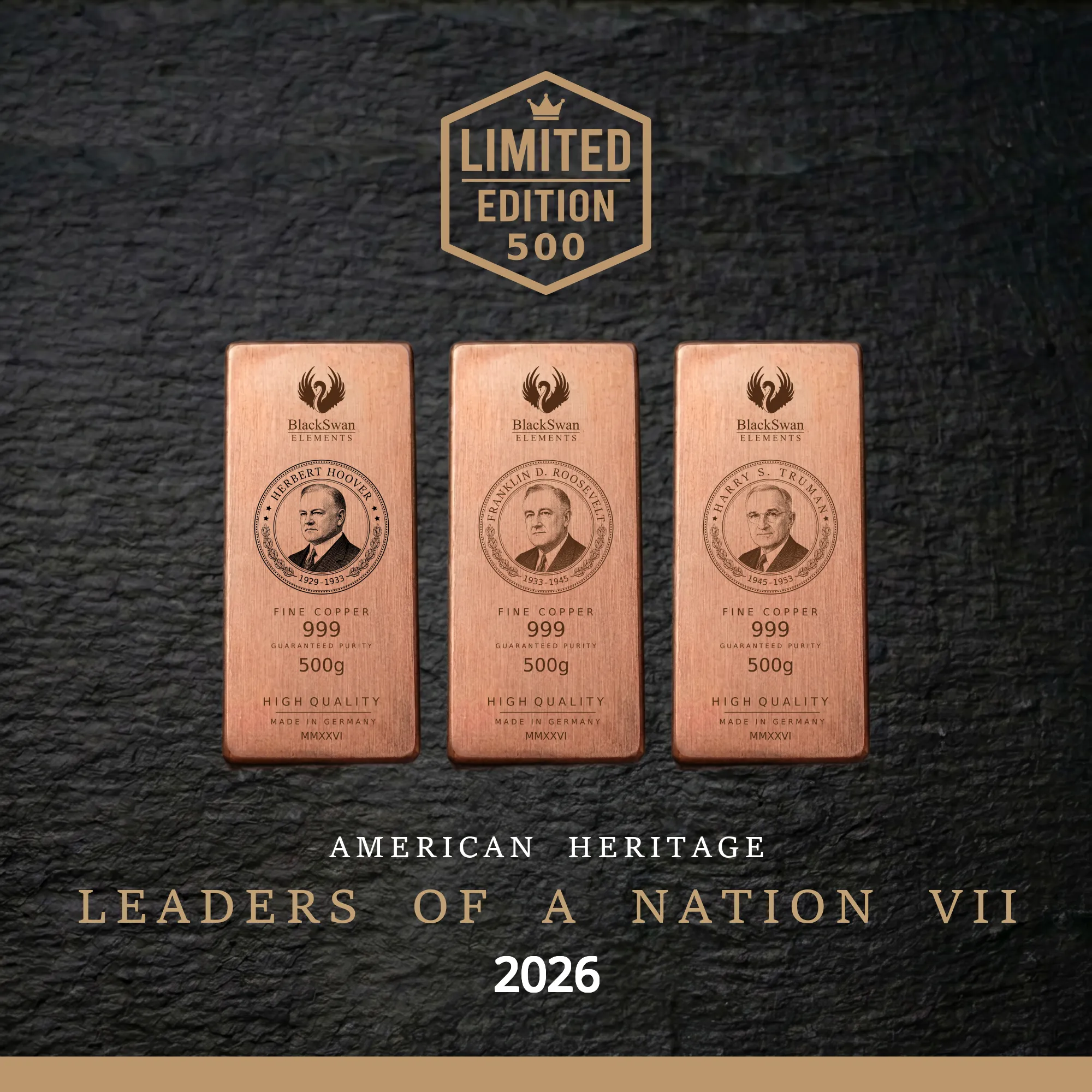LEADERS OF A NATION VII (2026) - Limited Edition - 5  x 500g Kupferbarren