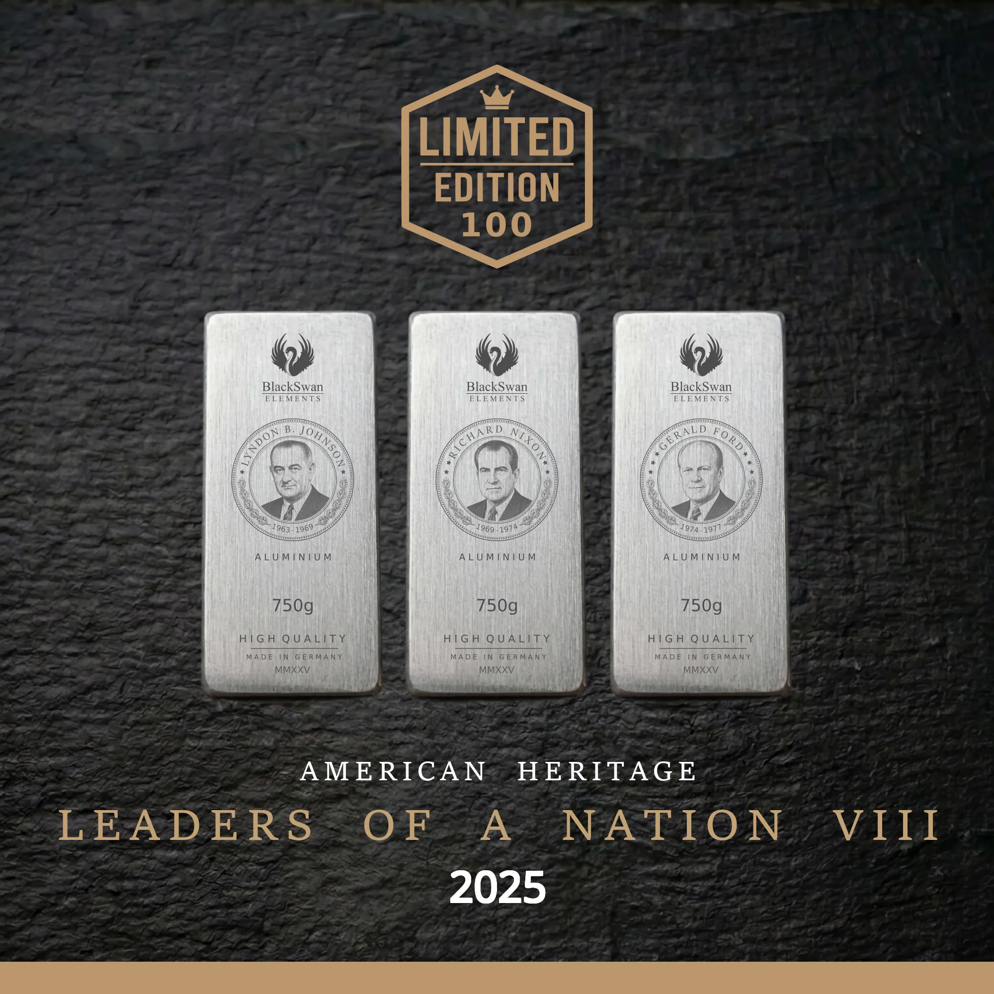 LEADERS OF A NATION VIII (2025) - Limited Edition - 5  x 750g Aluminiumbarren