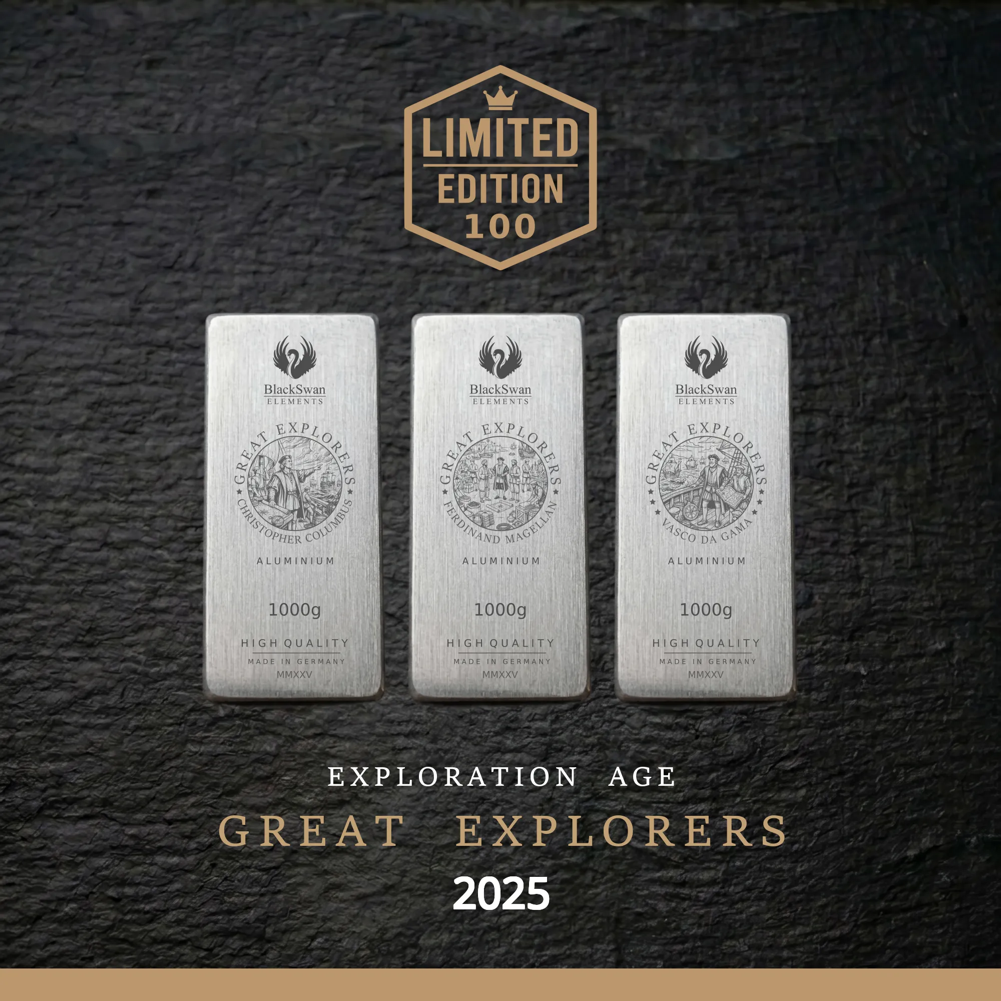 GREAT EXPLORERS (2025) - Limited Edition - 6  x 1000g Aluminiumbarren