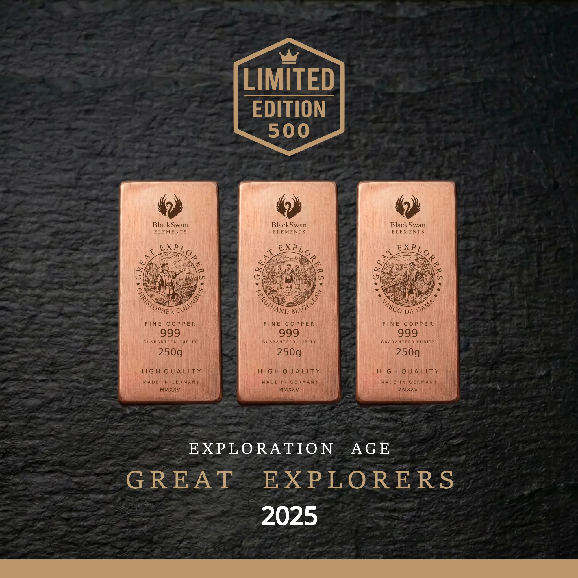 GREAT EXPLORERS (2025) - Limited Edition - 6  x 250g Kupferbarren