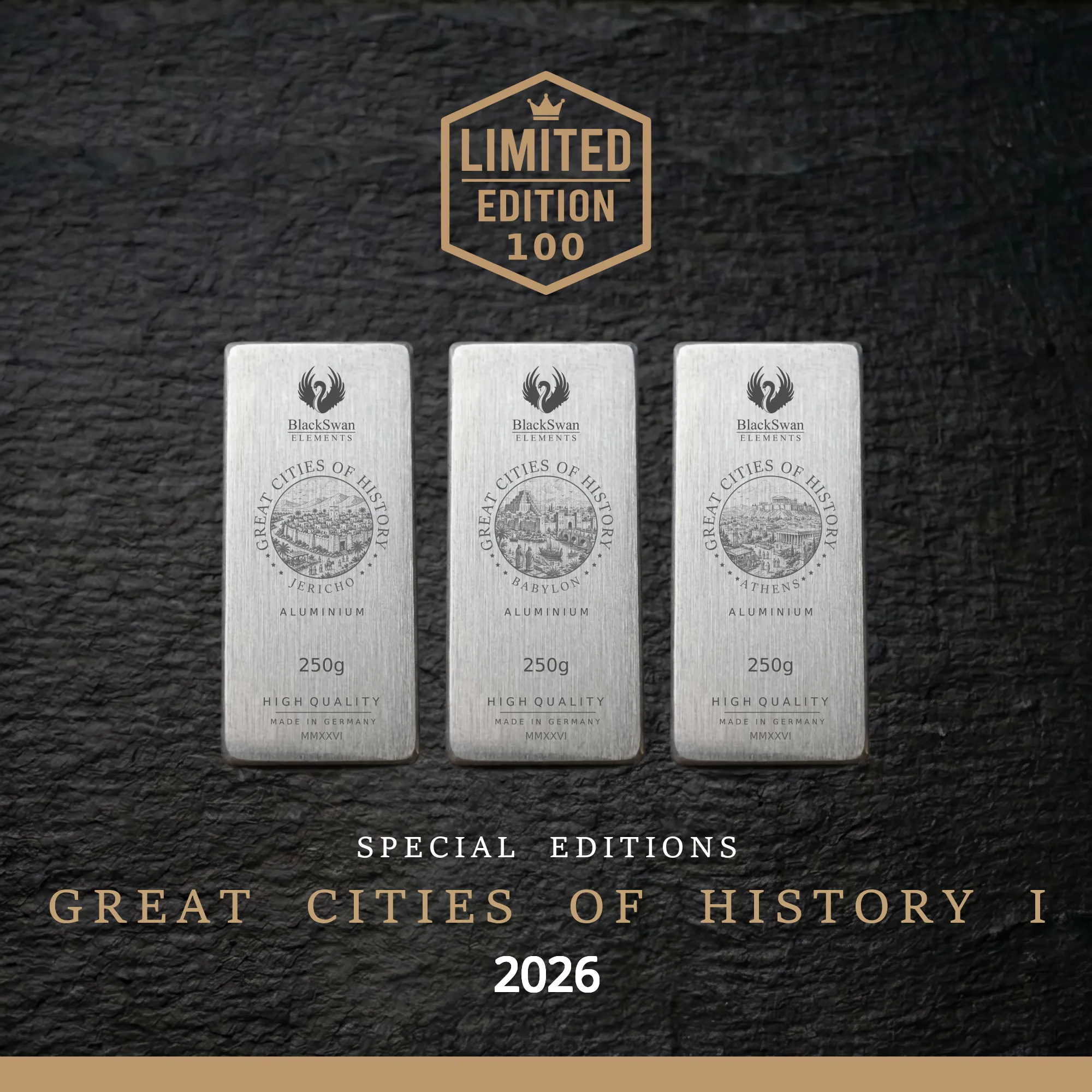 GREAT CITIES OF HISTORY I (2026) - Limited Edition - 6  x 250g Aluminiumbarren