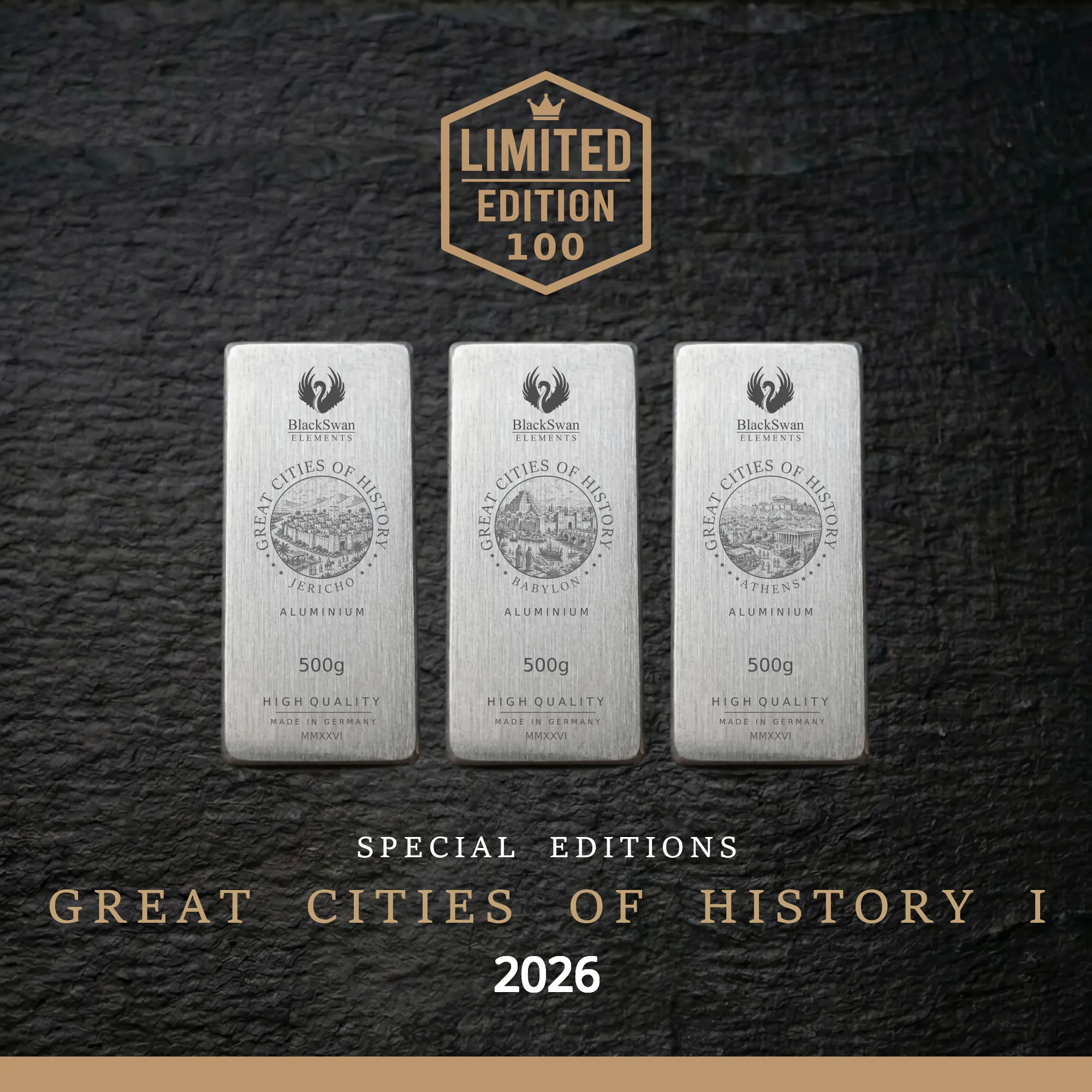 GREAT CITIES OF HISTORY I (2026) - Limited Edition - 6  x 500g Aluminiumbarren