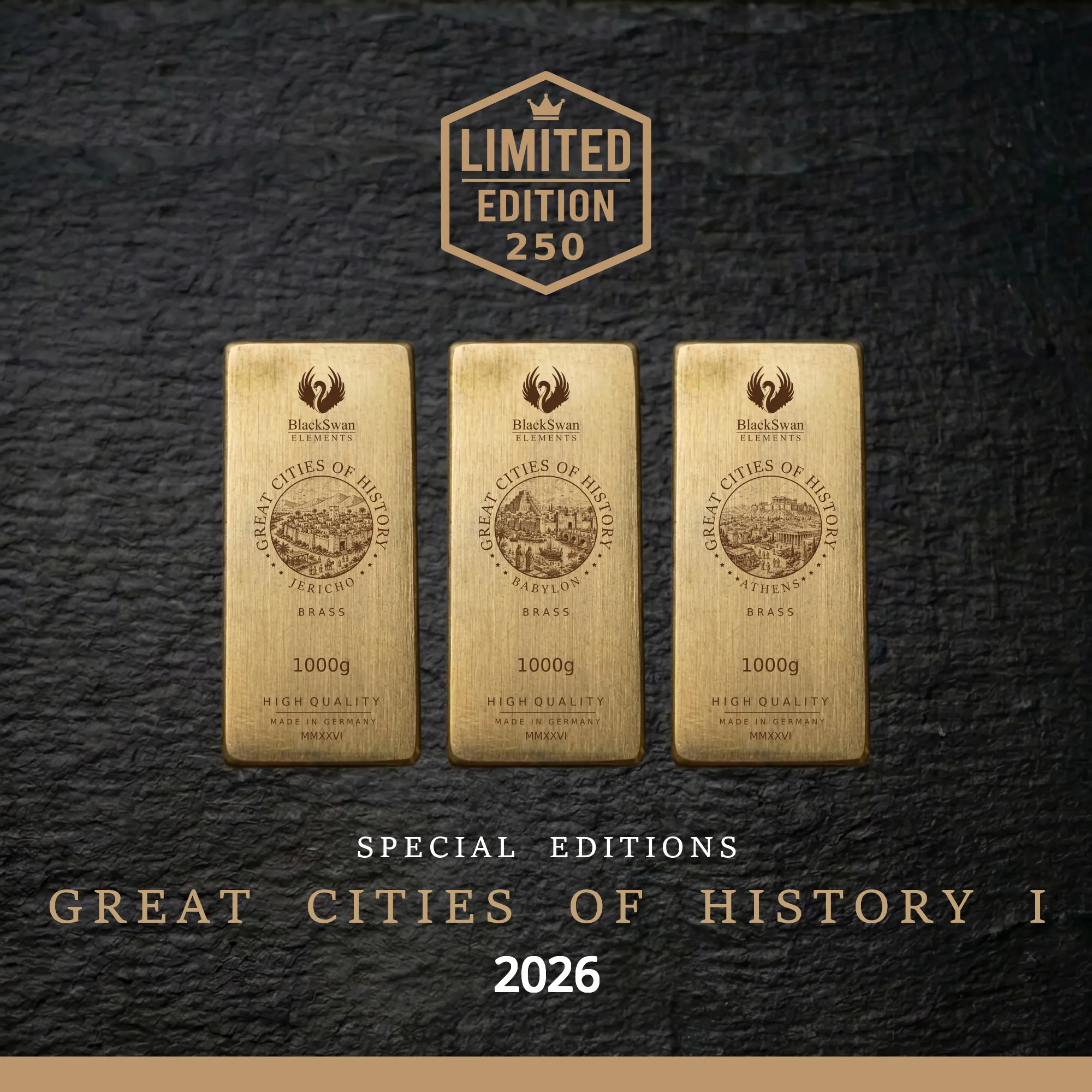 GREAT CITIES OF HISTORY I (2026) - Limited Edition - 6  x 1000g Messingbarren