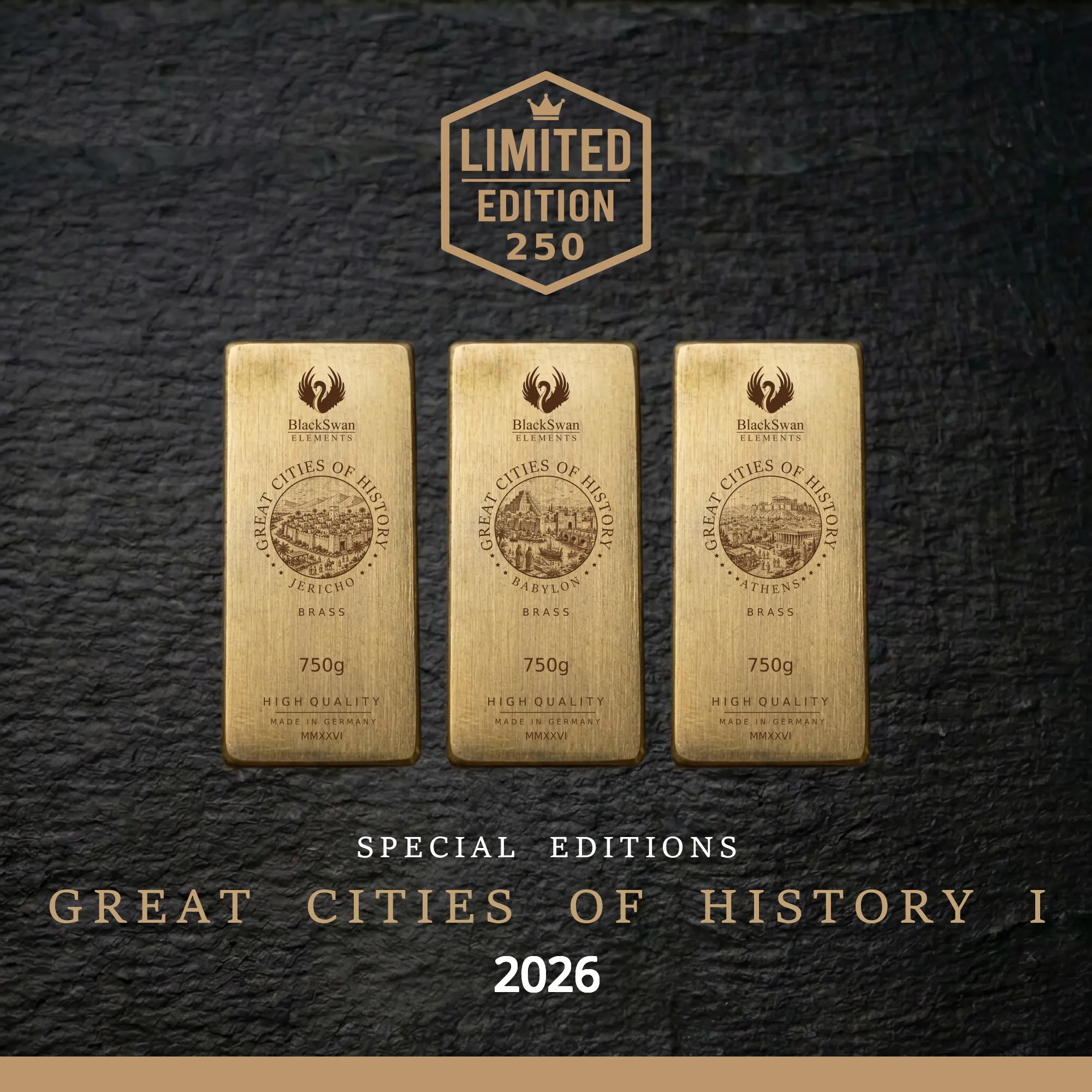 GREAT CITIES OF HISTORY I (2026) - Limited Edition - 6  x 750g Messingbarren