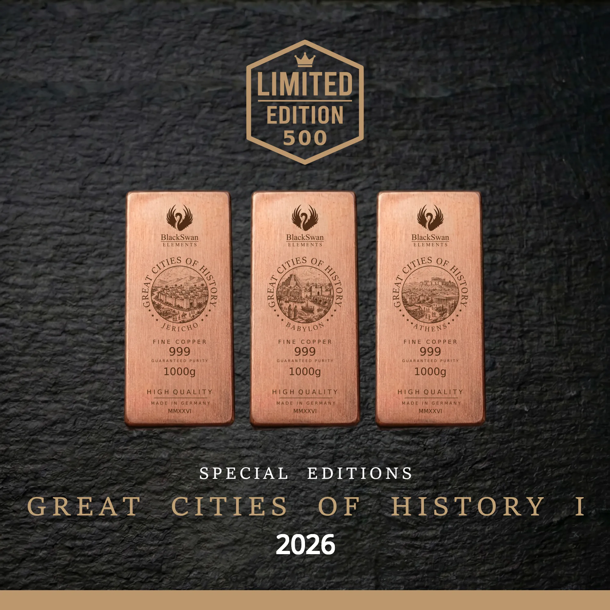 GREAT CITIES OF HISTORY I (2026) - Limited Edition - 6  x 1000g Kupferbarren
