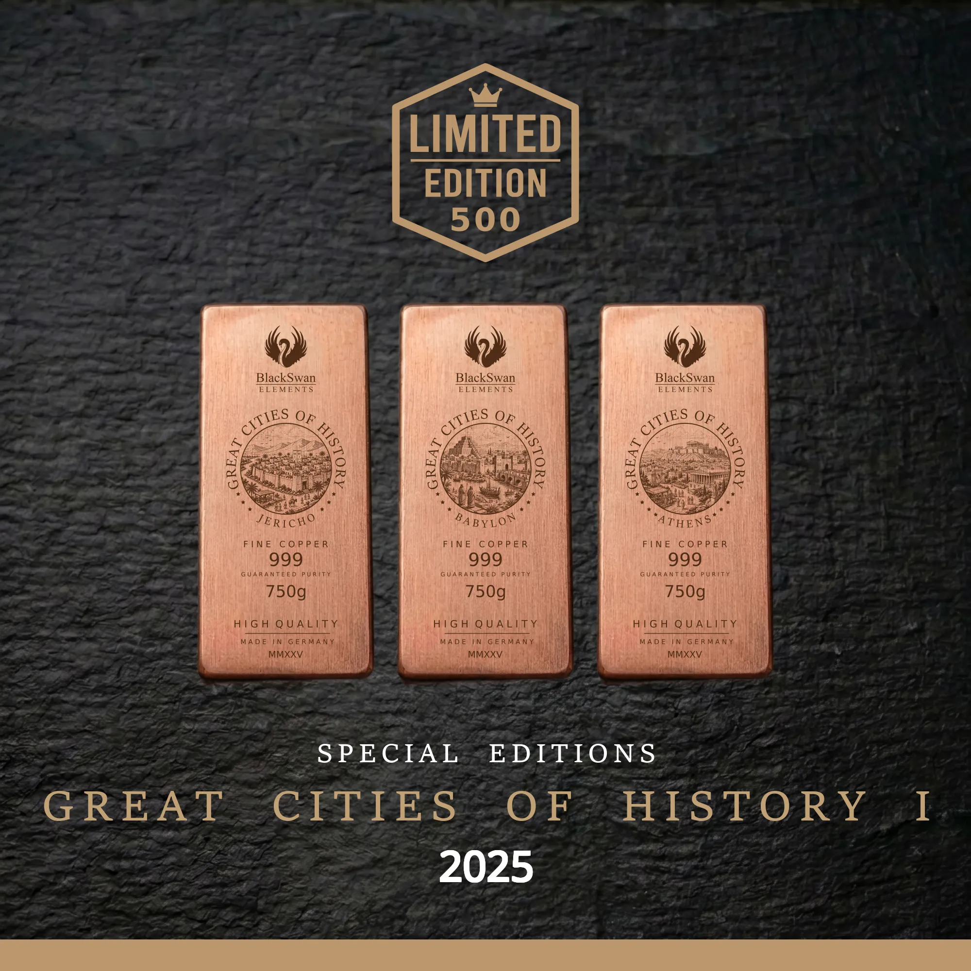 GREAT CITIES OF HISTORY I (2025) - Limited Edition - 6  x 750g Kupferbarren