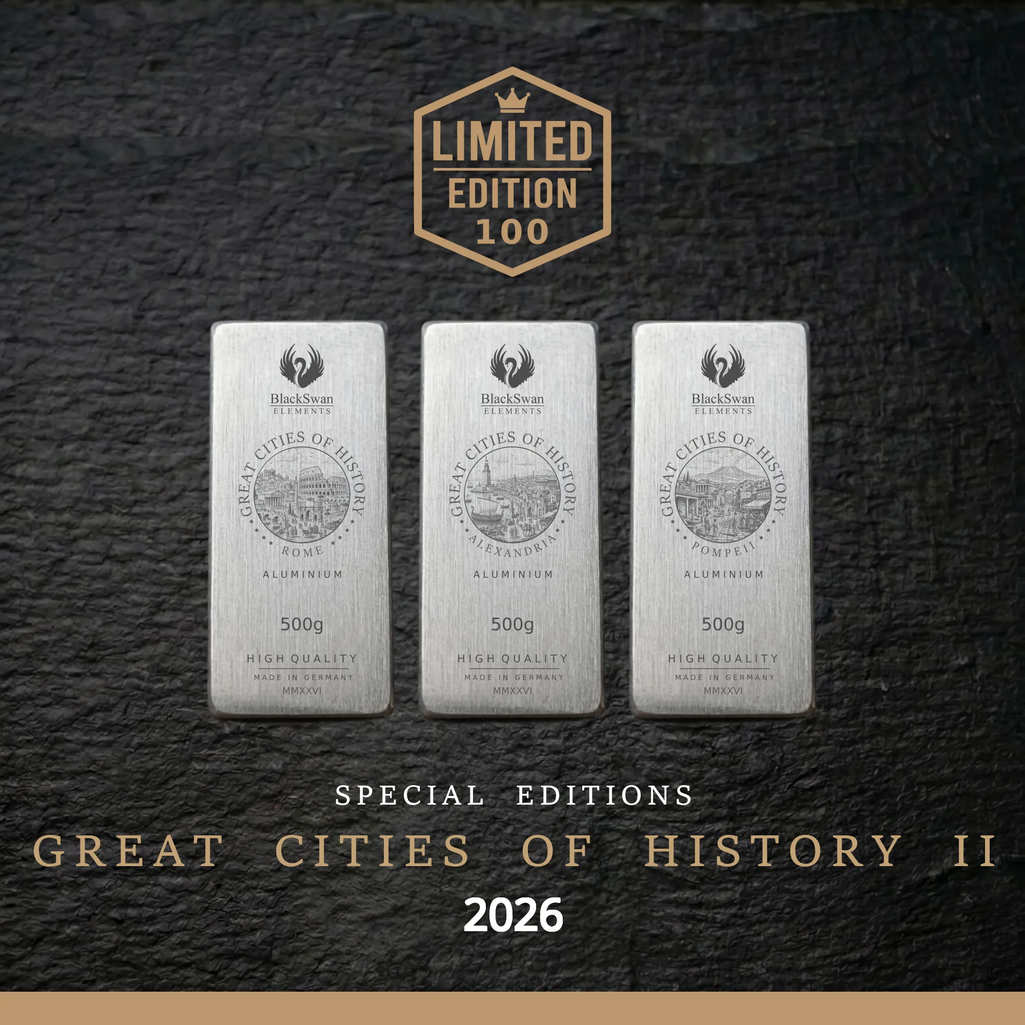 GREAT CITIES OF HISTORY II (2026) - Limited Edition - 6  x 500g Aluminiumbarren